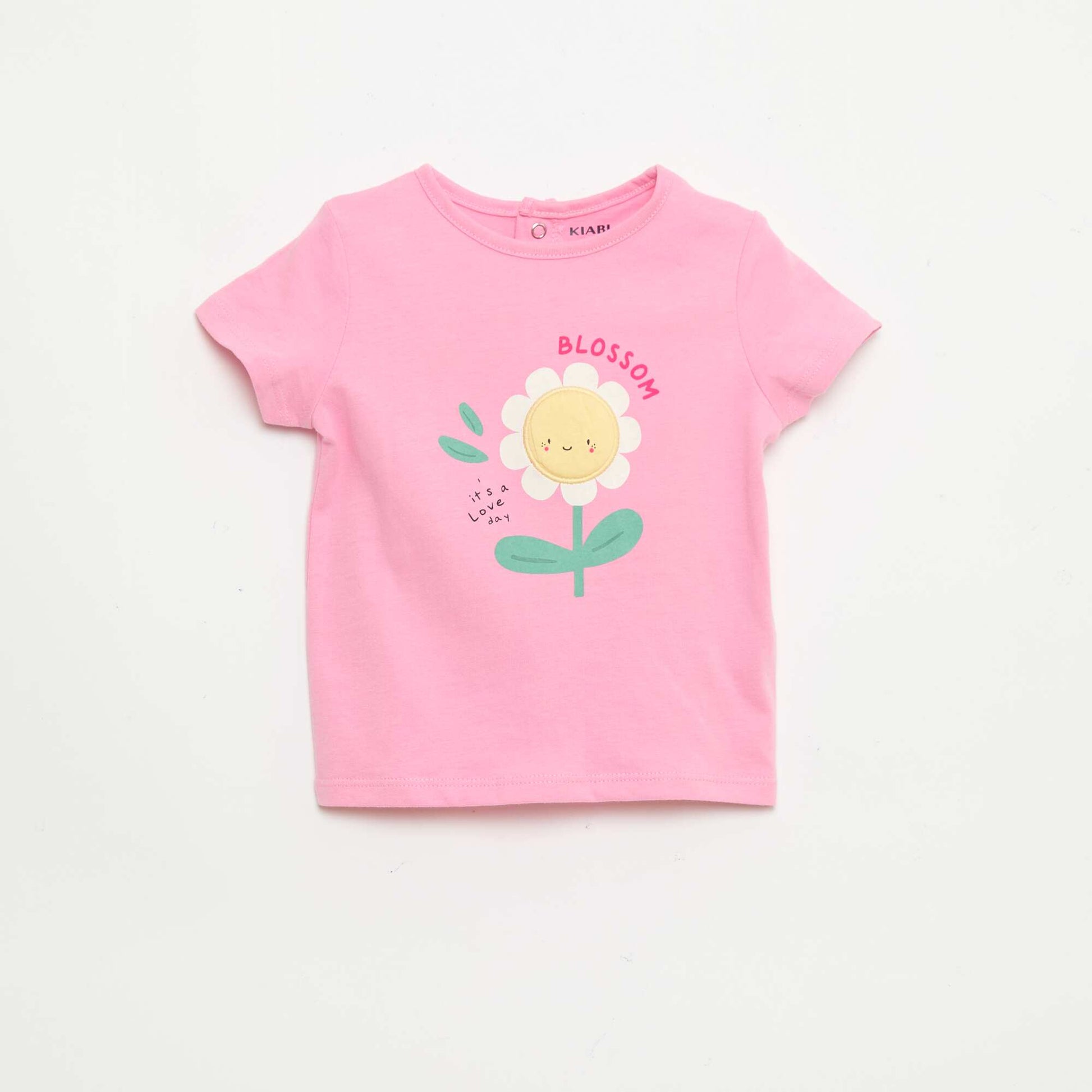 T-shirt imprimé et brodé à manches courtes ROSE