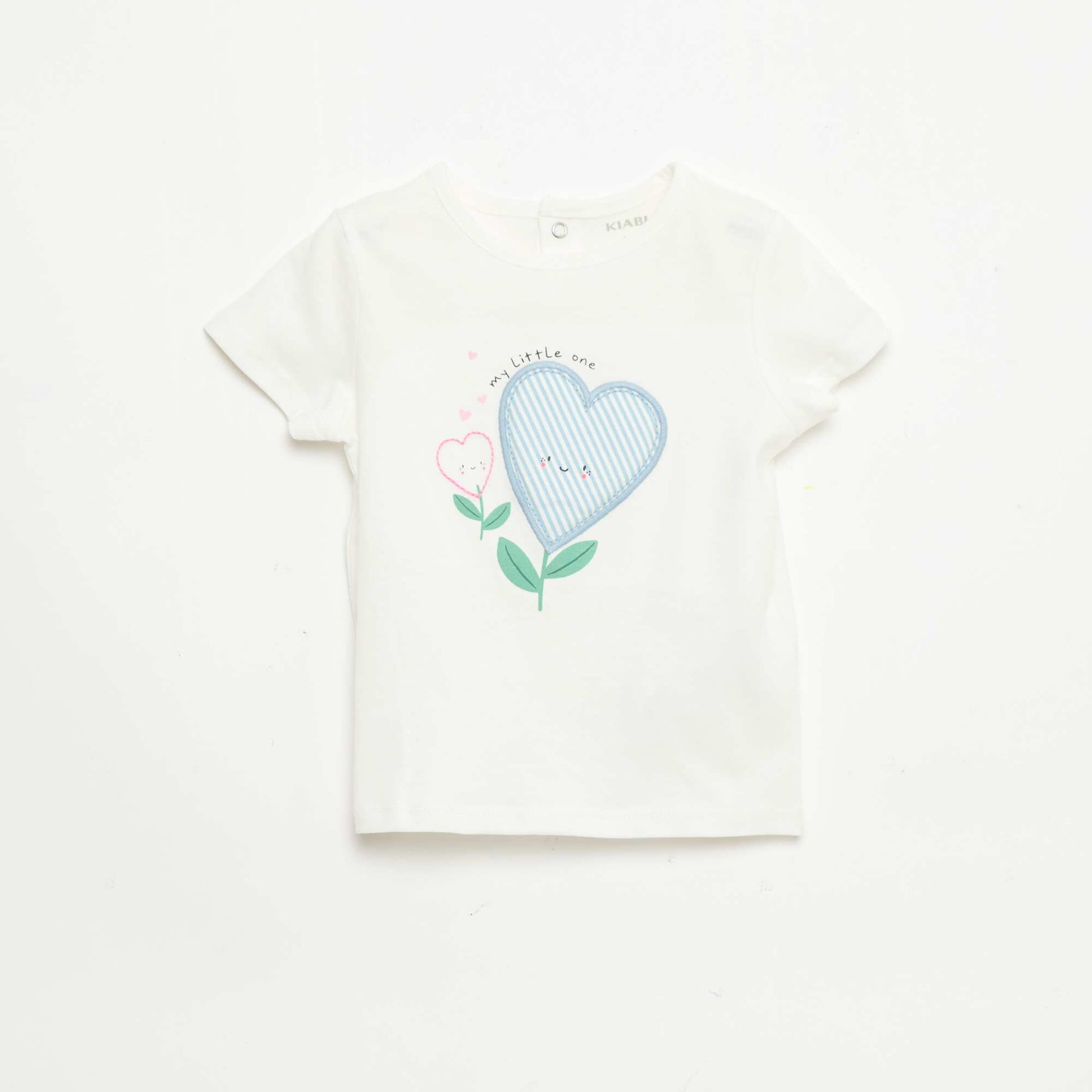 T-shirt imprimé et brodé à manches courtes BLANC