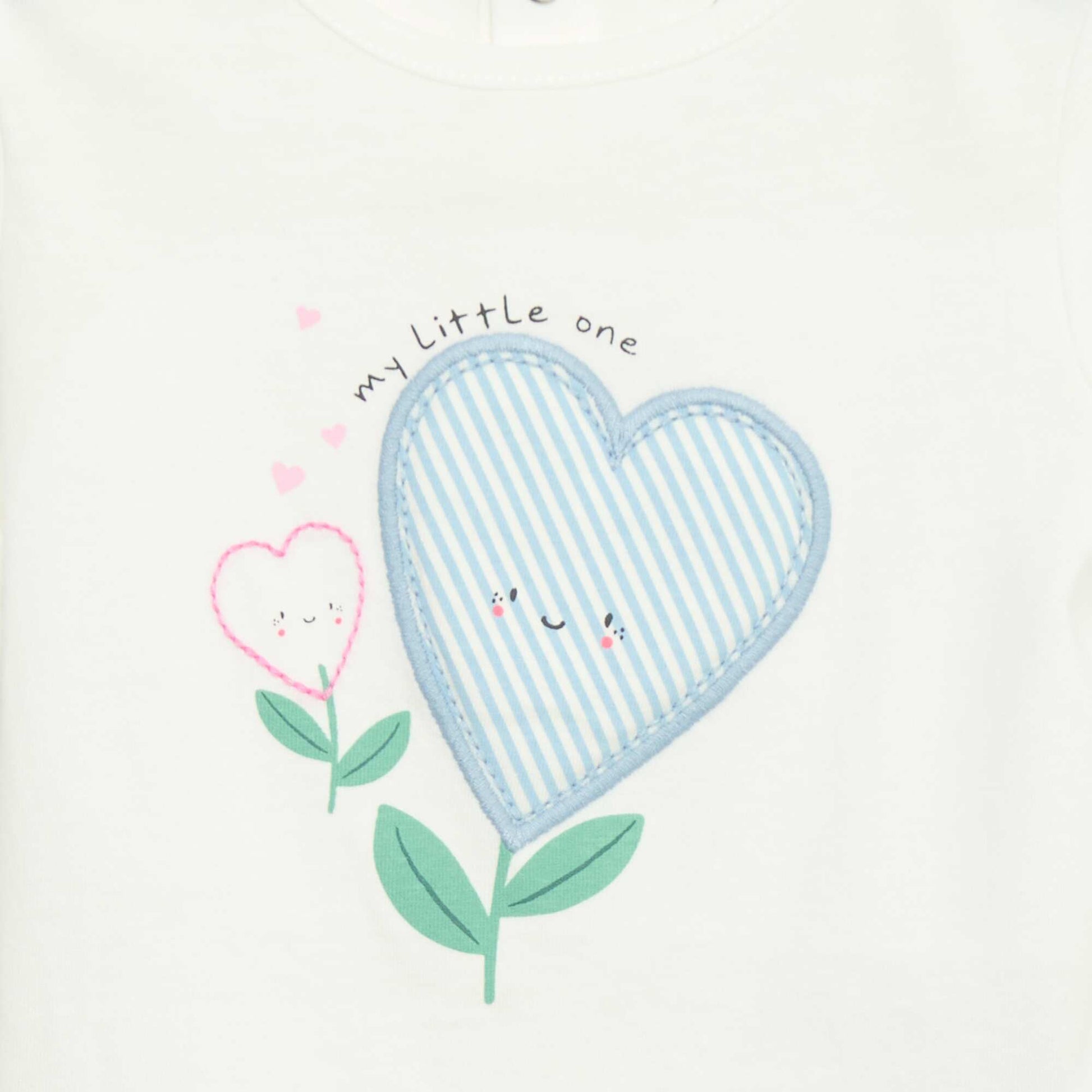 T-shirt imprimé et brodé à manches courtes BLANC