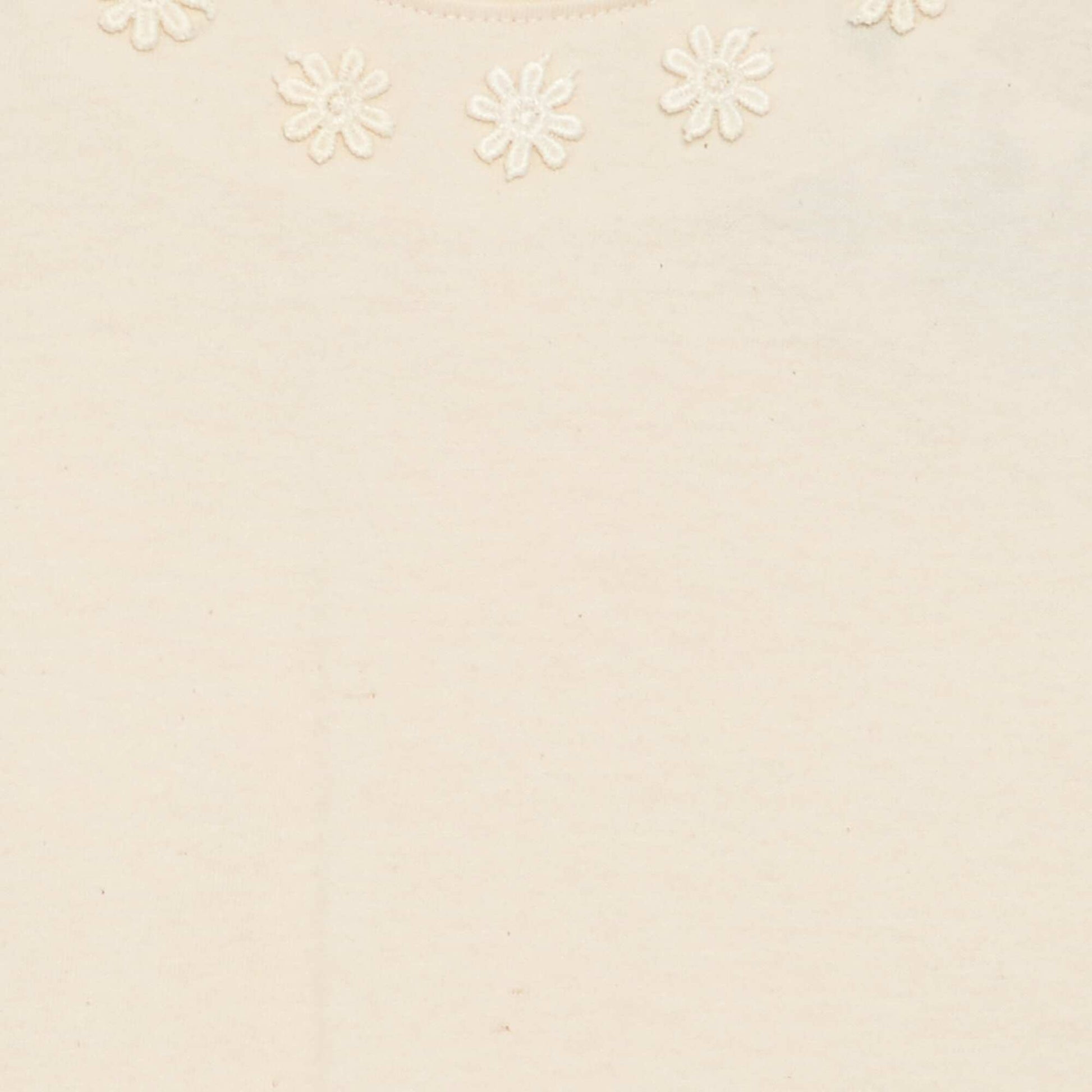 T-shirt uni avec fleurs fantaisies au col BEIGE