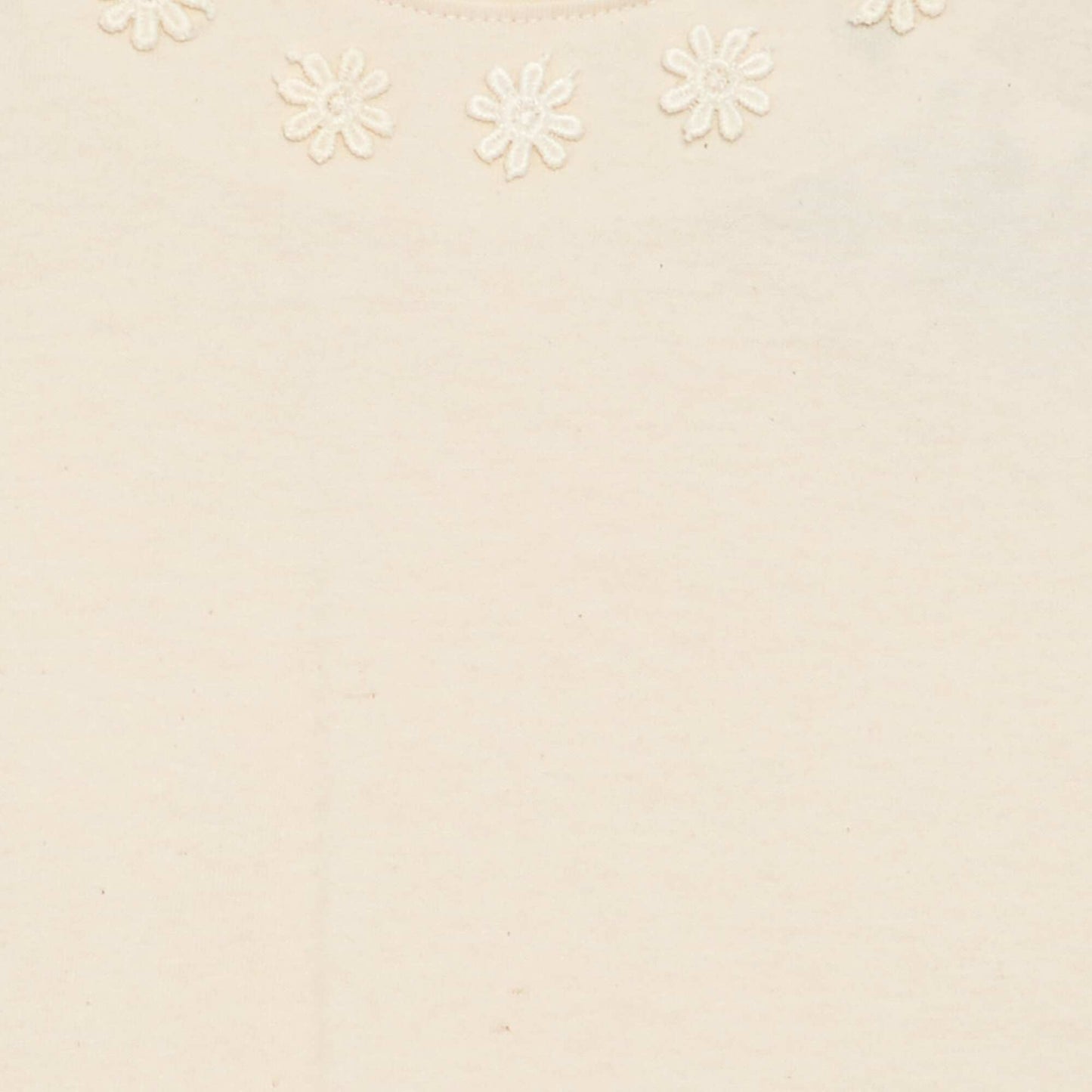 T-shirt uni avec fleurs fantaisies au col BEIGE
