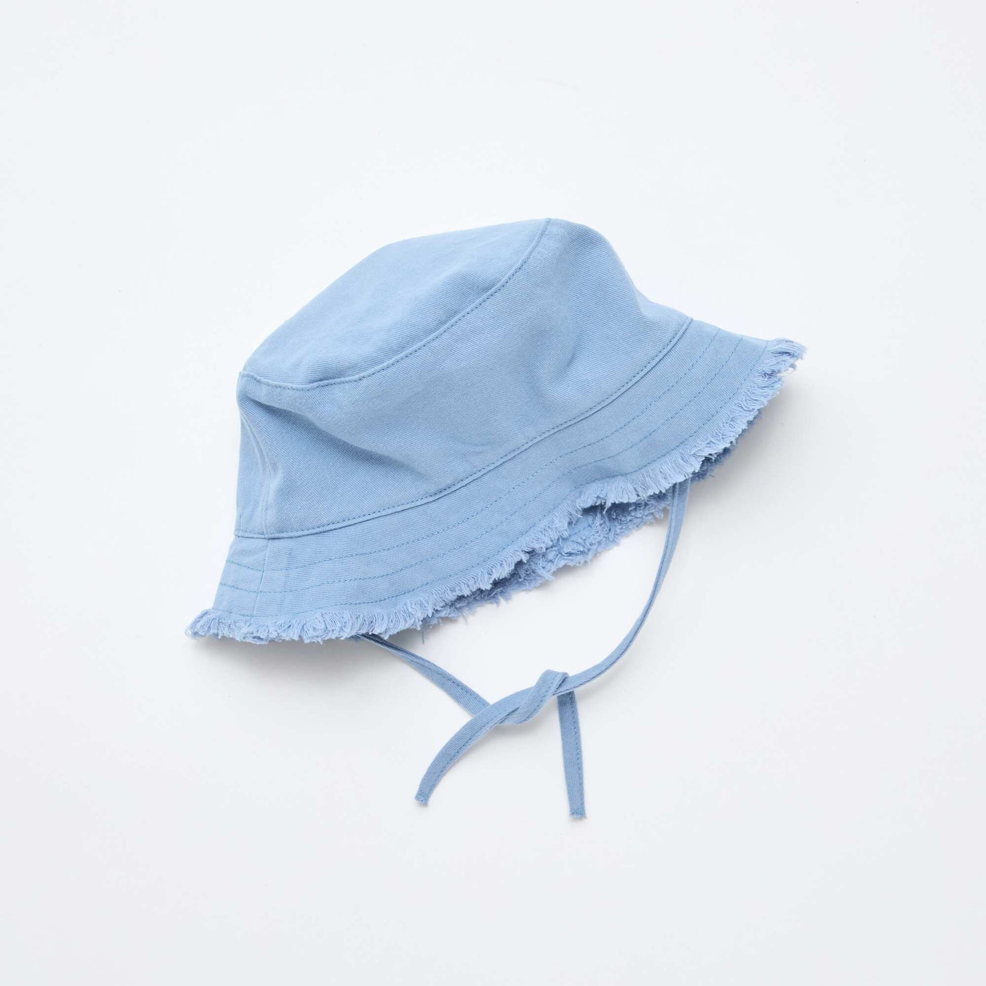 Bob à franges avec liens uni en coton BLEU