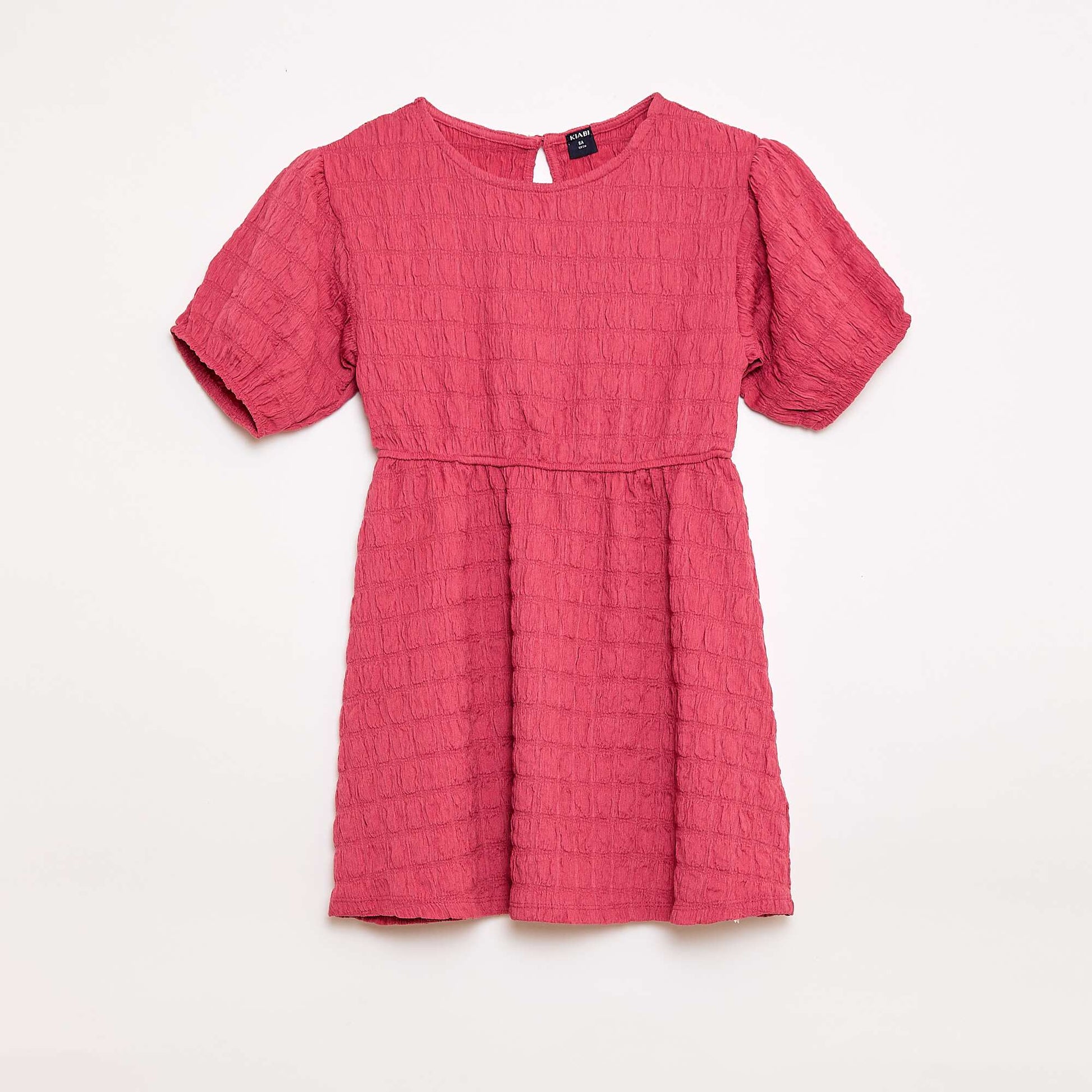Robe légère unie à manches courtes ROSE