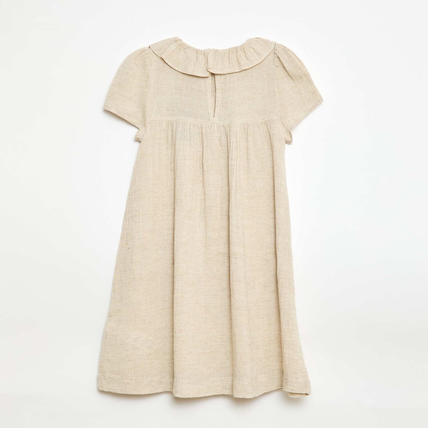 Robe collerette en lin mélangé BEIGE
