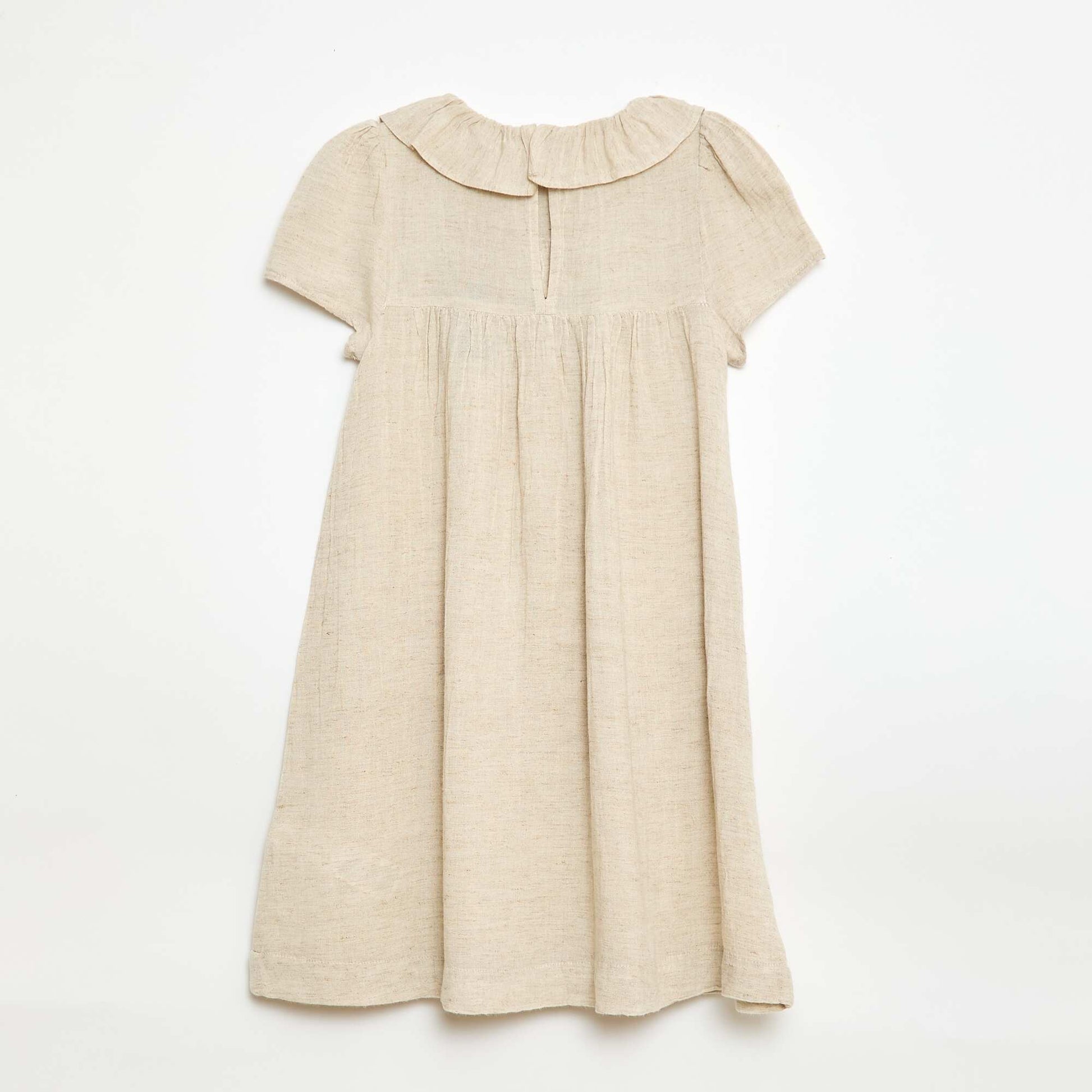 Robe collerette en lin mélangé BEIGE