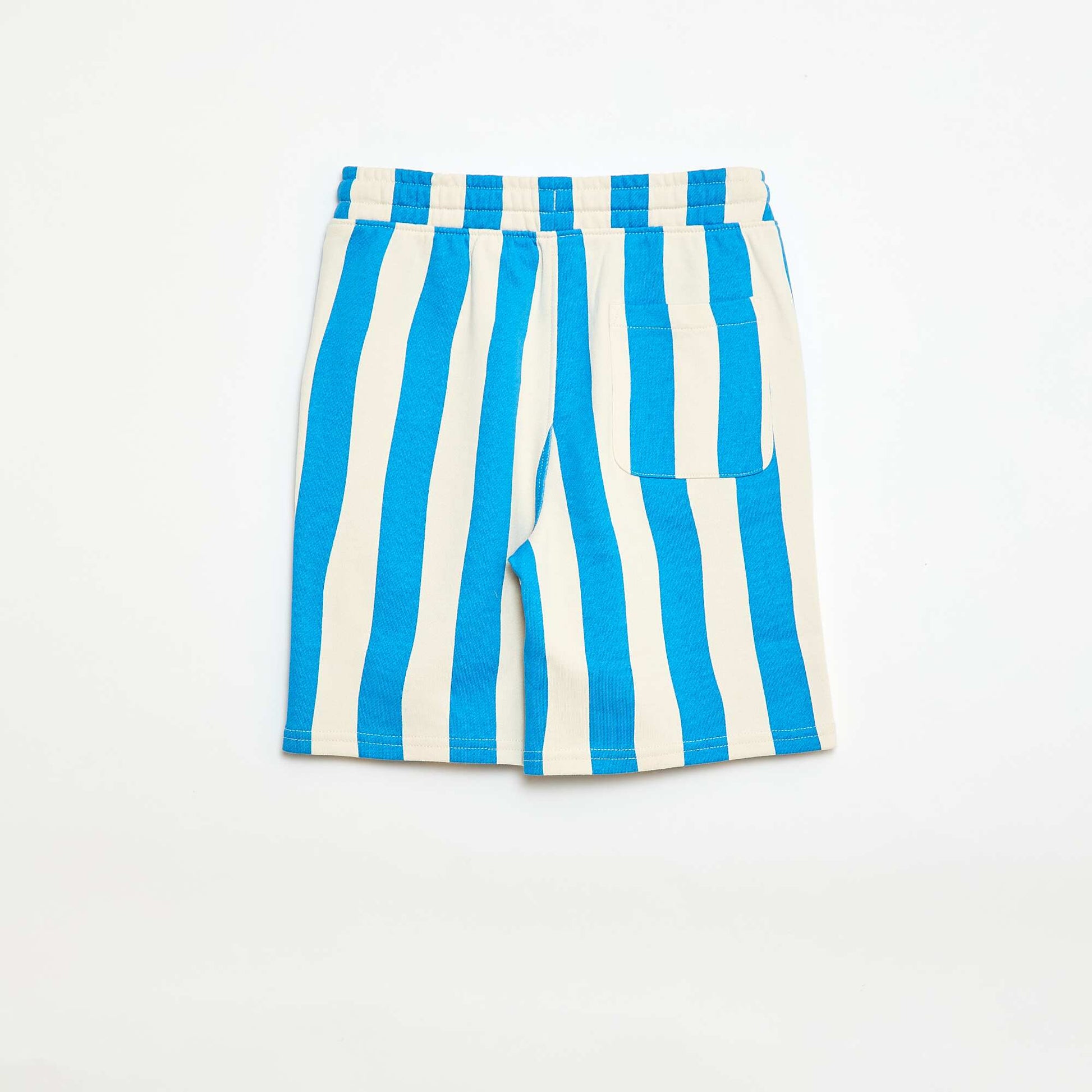Bermuda en molleton à motif avec 2 poches BLEU