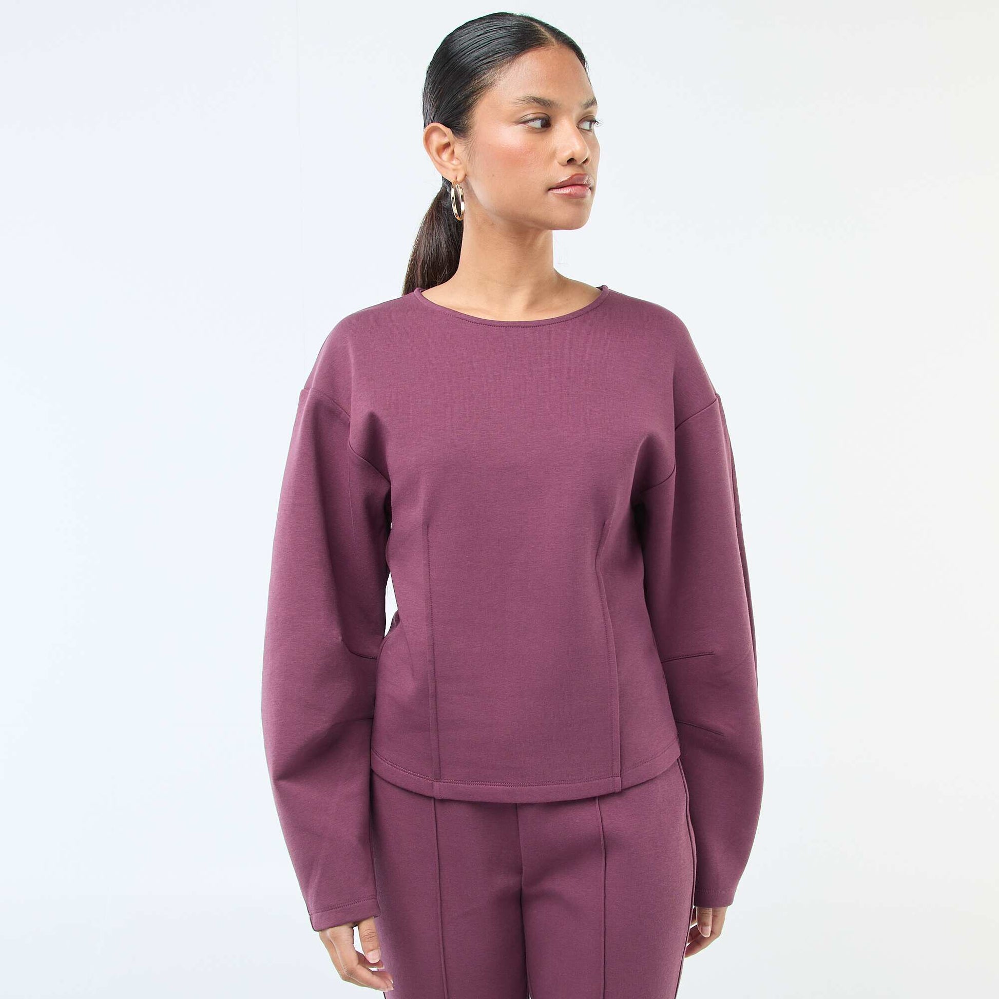 Sweat peplum à col rond VIOLET