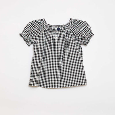 Blouse avec encolure et bas de manches élastiqués - Collection facile à enfiler BLANC