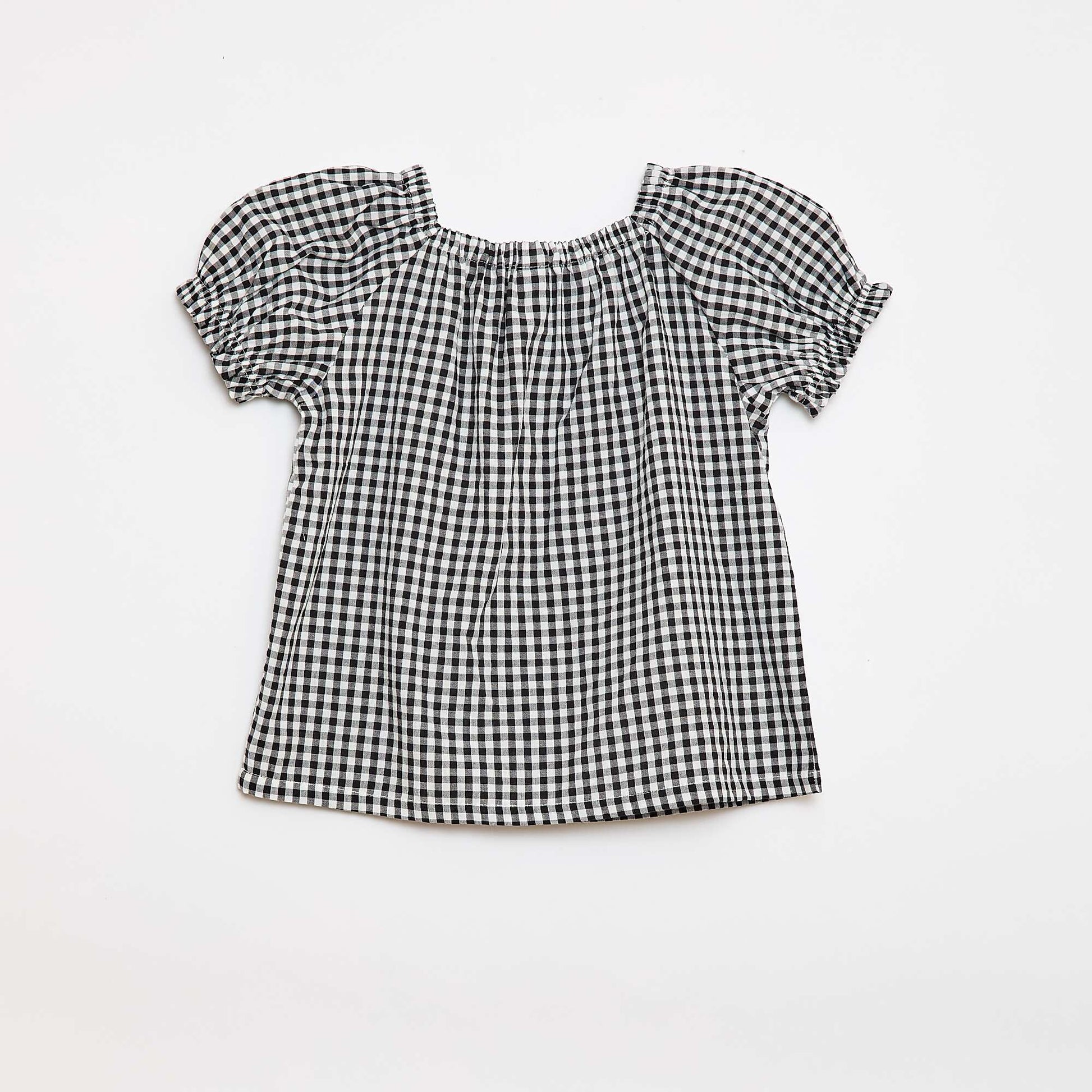 Blouse avec encolure et bas de manches élastiqués - Collection facile à enfiler BLANC
