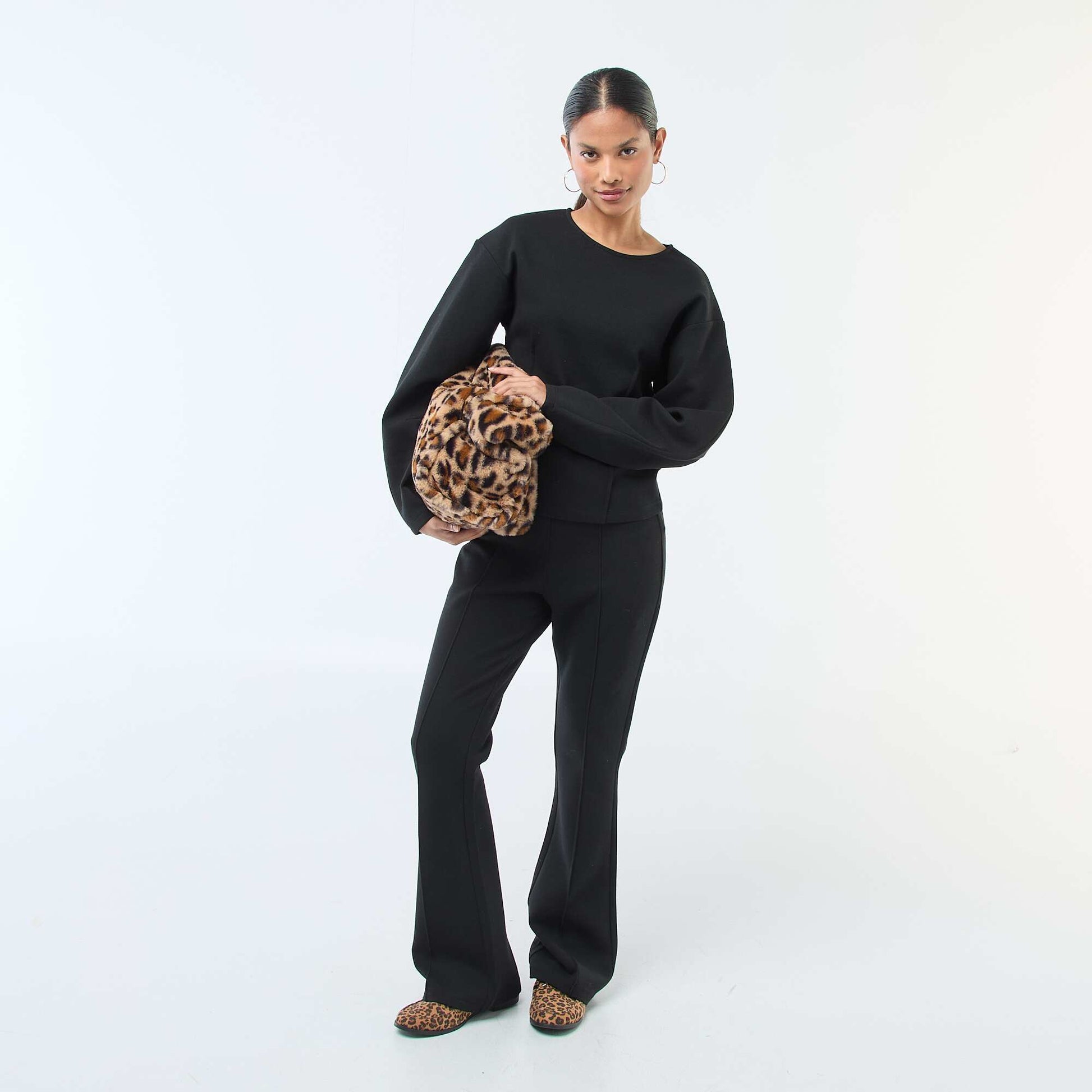 Pantalon large en molleton léger NOIR