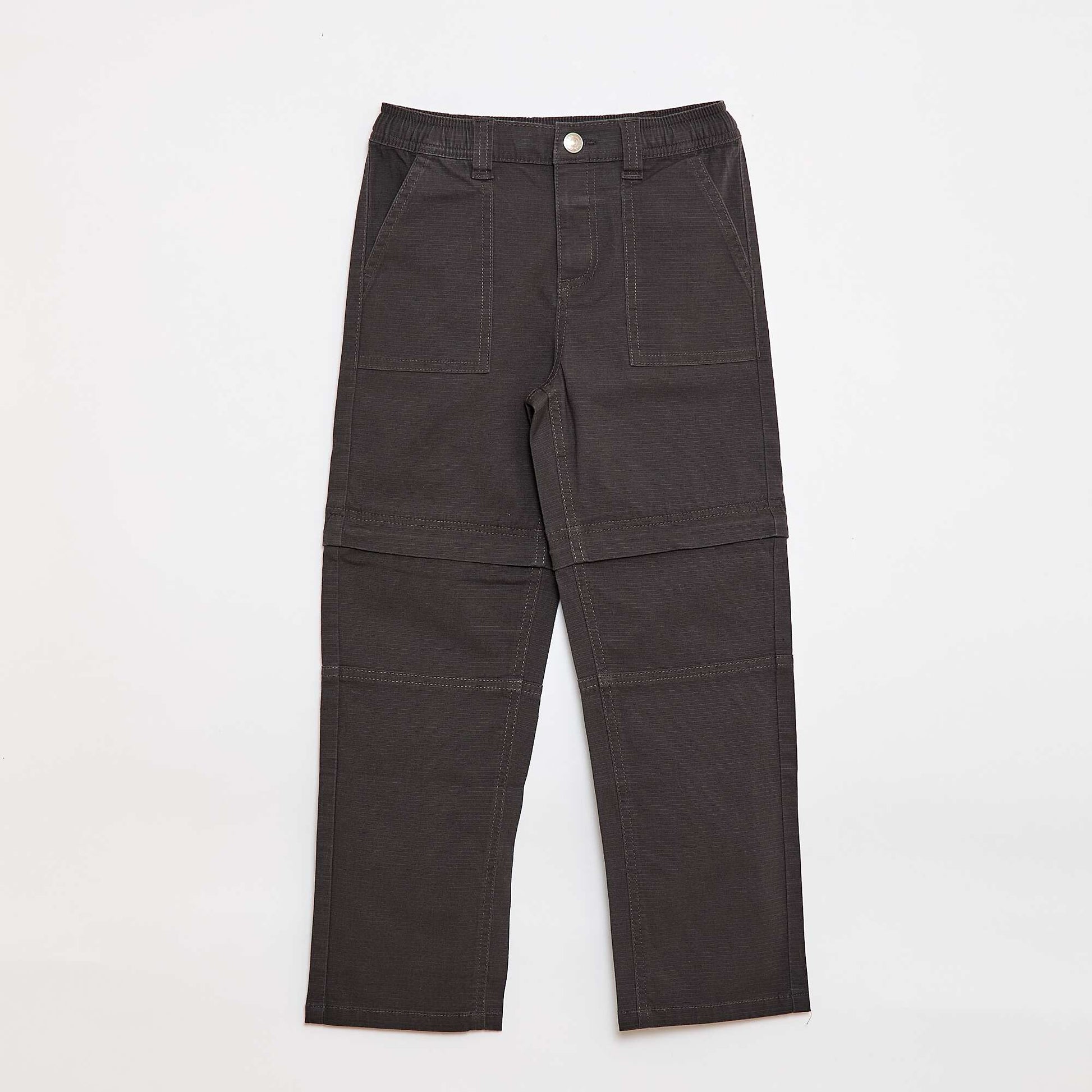 Pantalon straight en coton uni - Collection facile à enfiler NOIR