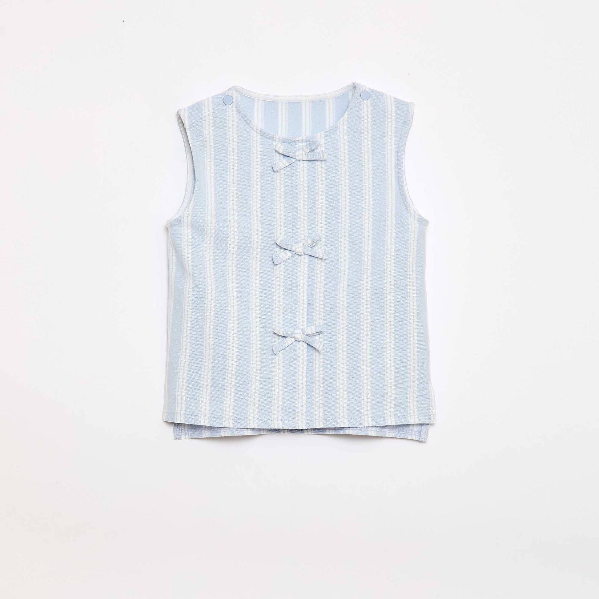 T-shirt sans manche avec noeuds fantaisies - collection facile à enfiler BLEU