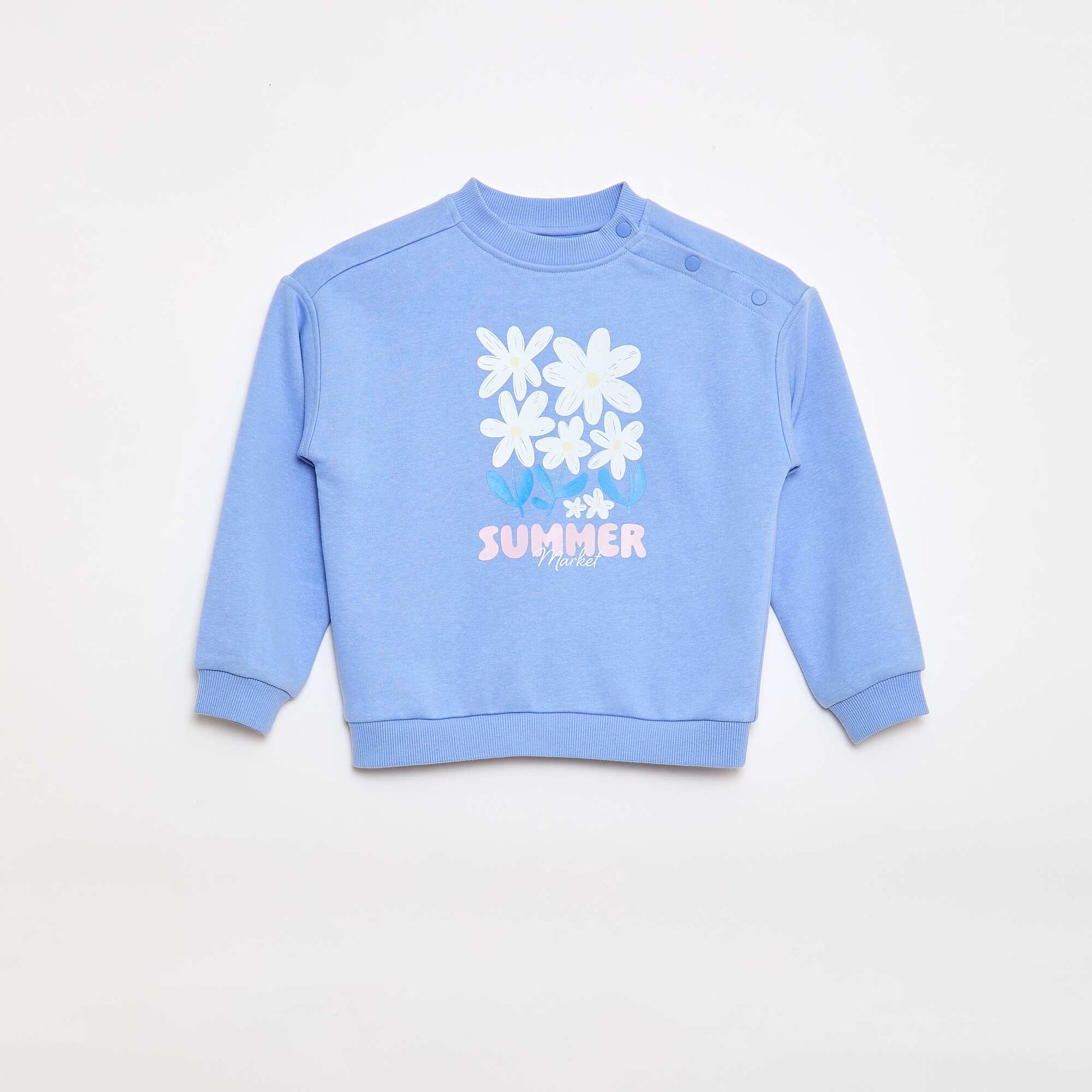 Sweat imprimé en molleton léger - Collection facile à enfiler BLEU