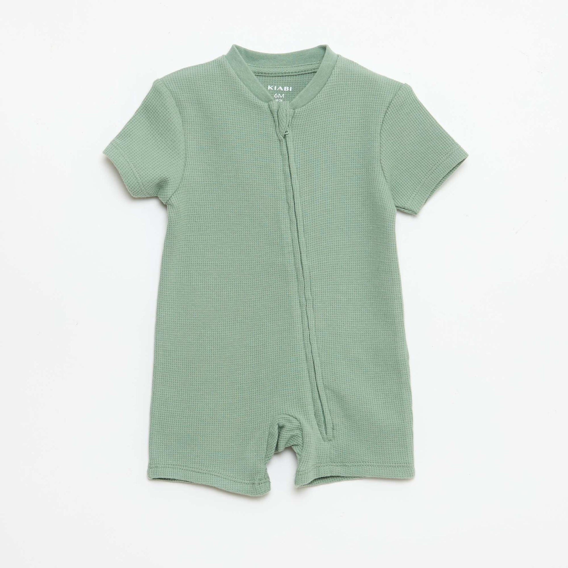 Dors bien style nid d'abeille uni zippé VERT