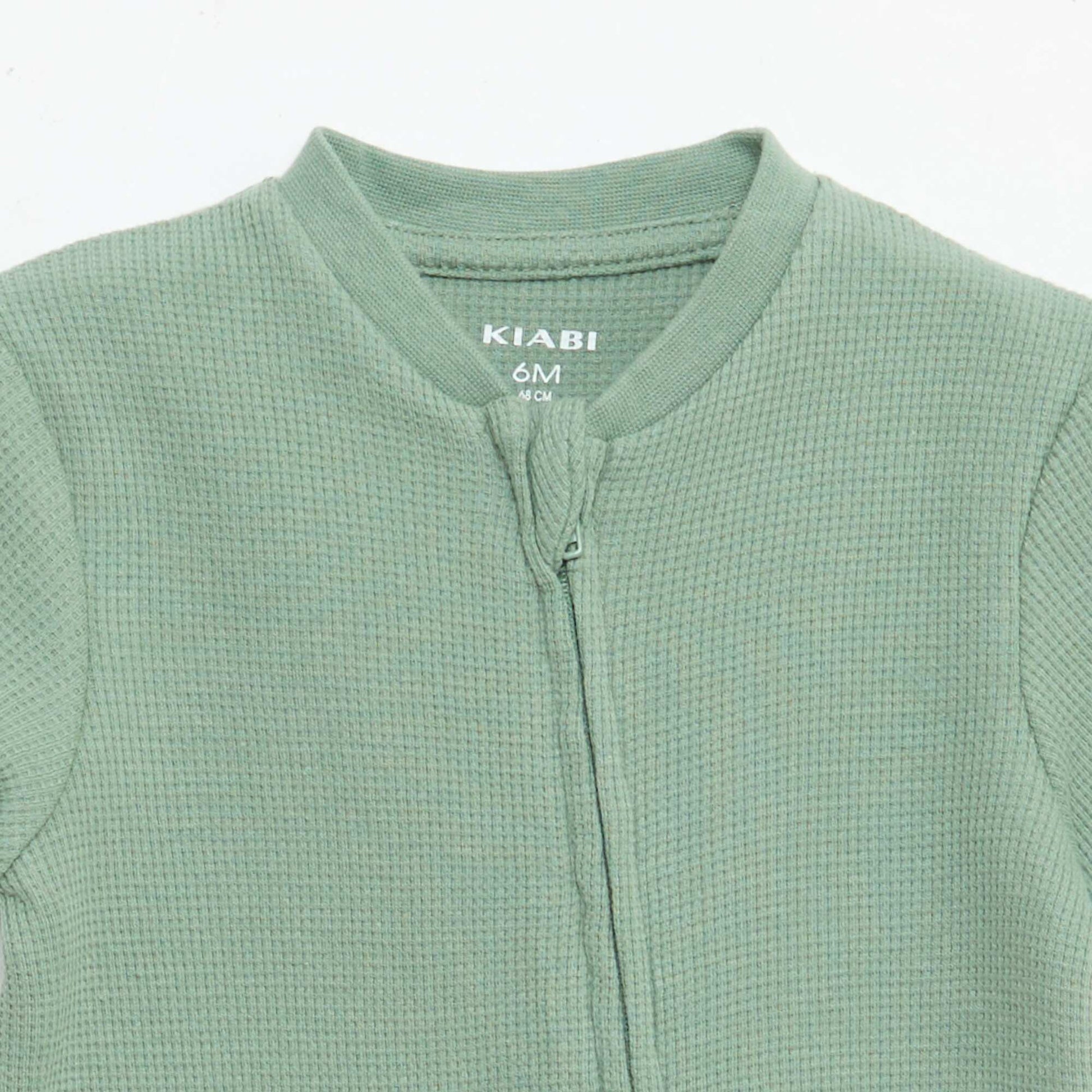 Dors bien style nid d'abeille uni zippé VERT