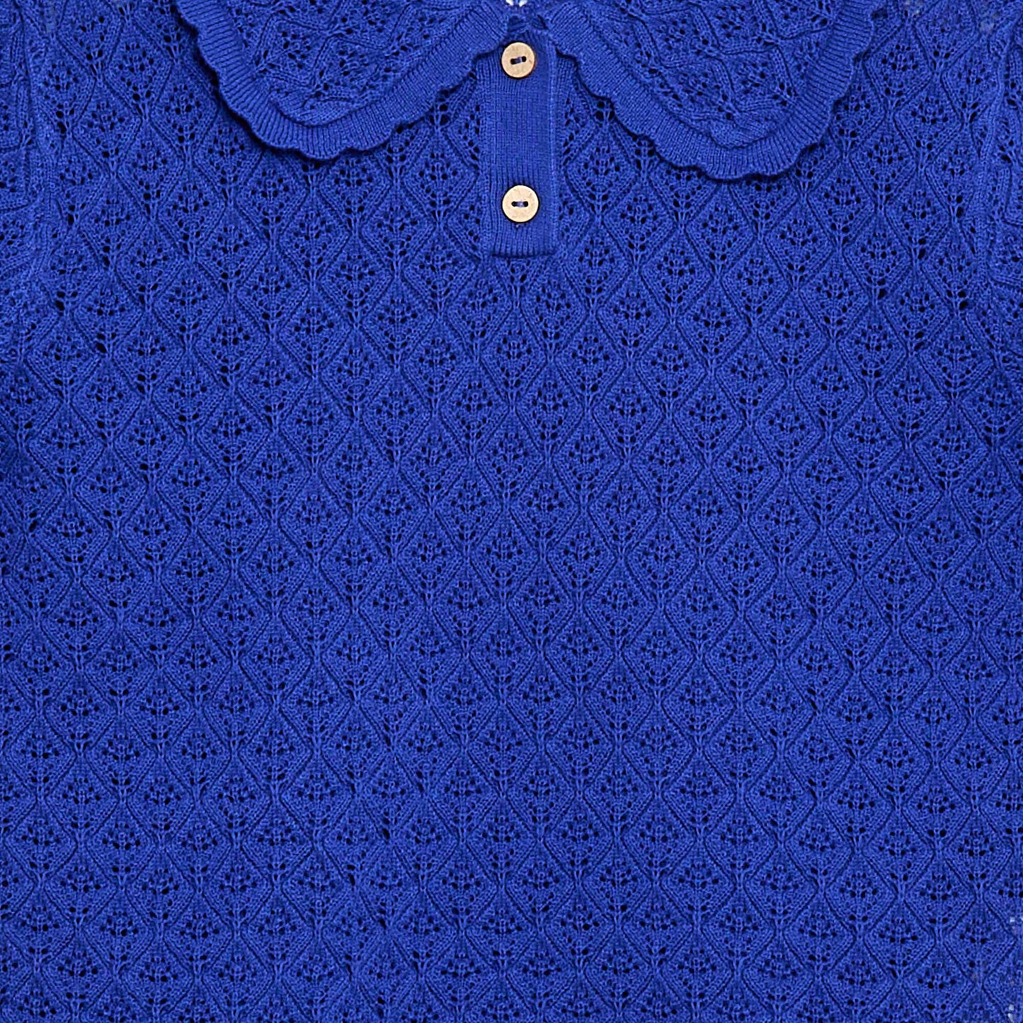 Polo à manches courtes en maille ajourée BLEU