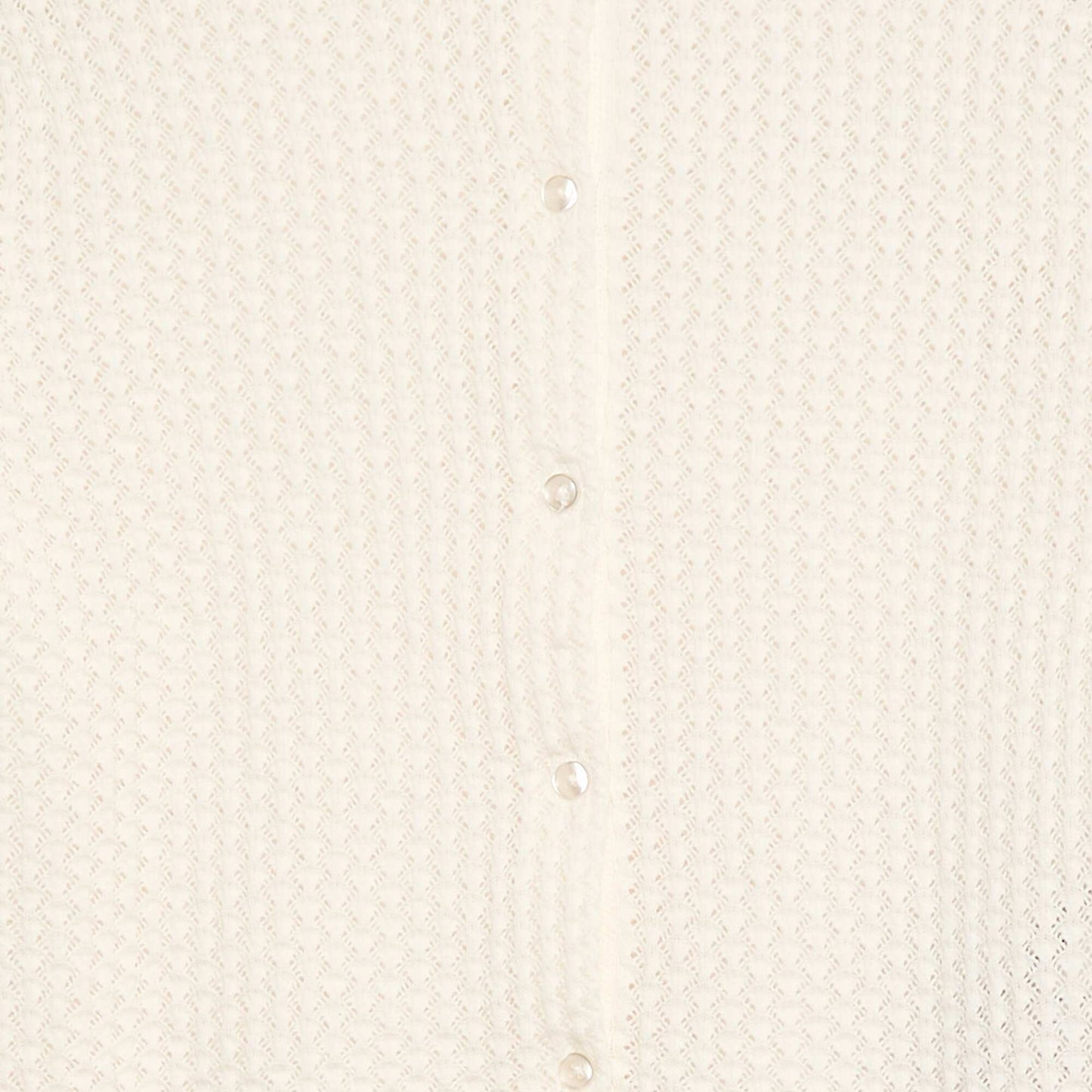 Pull en maille ajourée à col rond BLANC