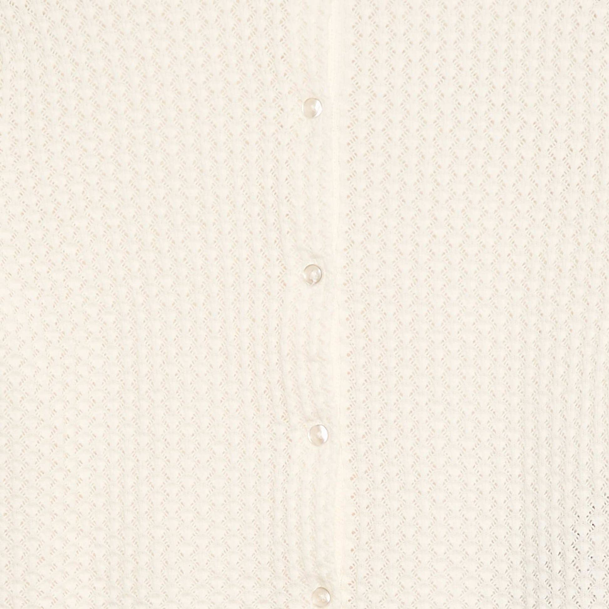 Pull en maille ajourée à col rond BLANC