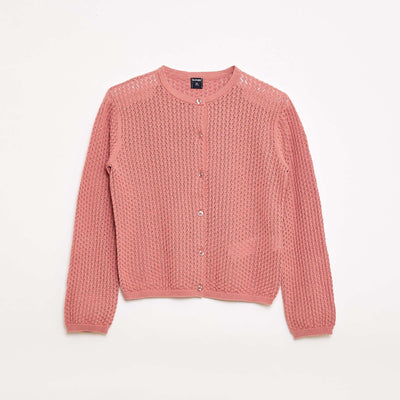 Pull en maille ajourée à col rond ROSE