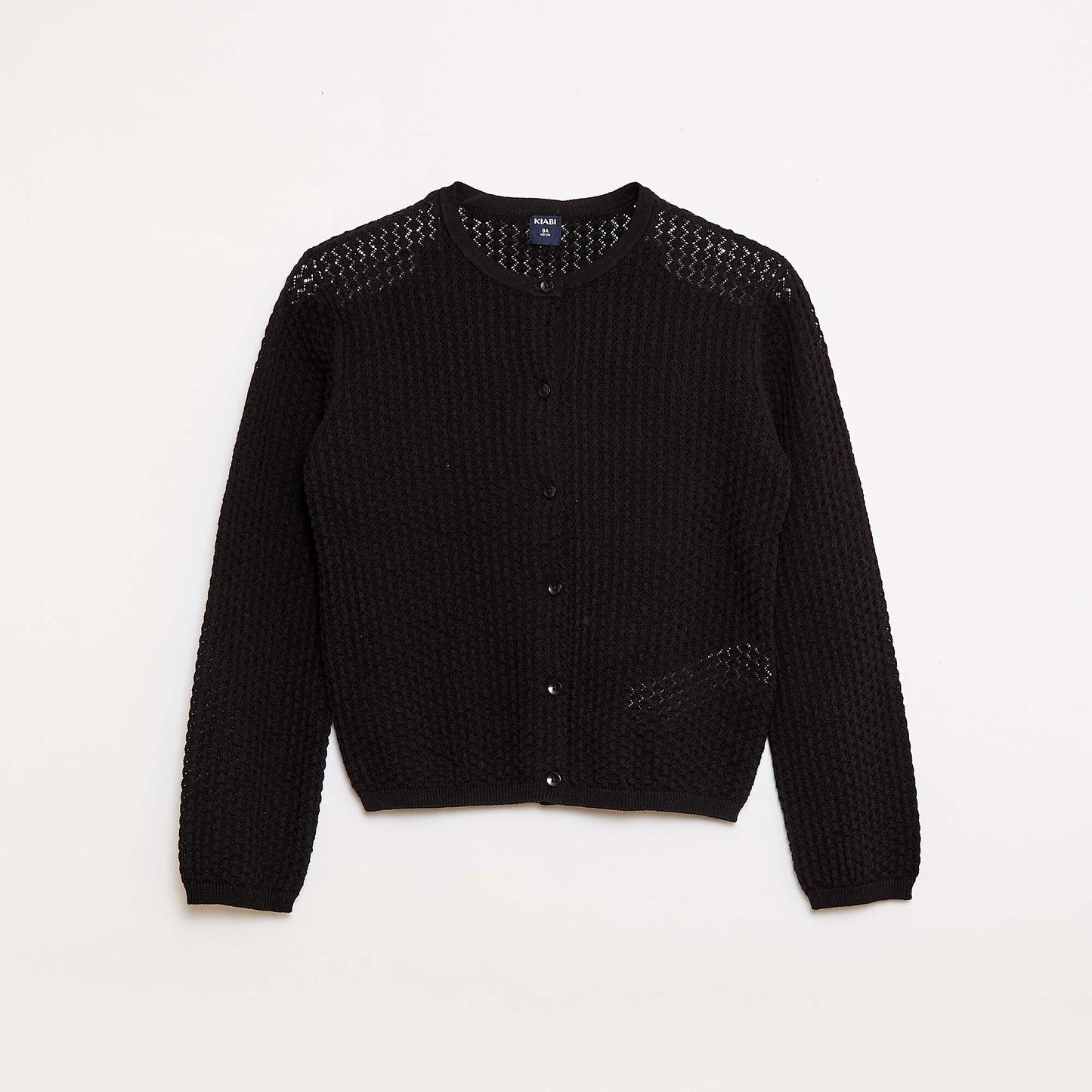Pull en maille ajourée à col rond NOIR