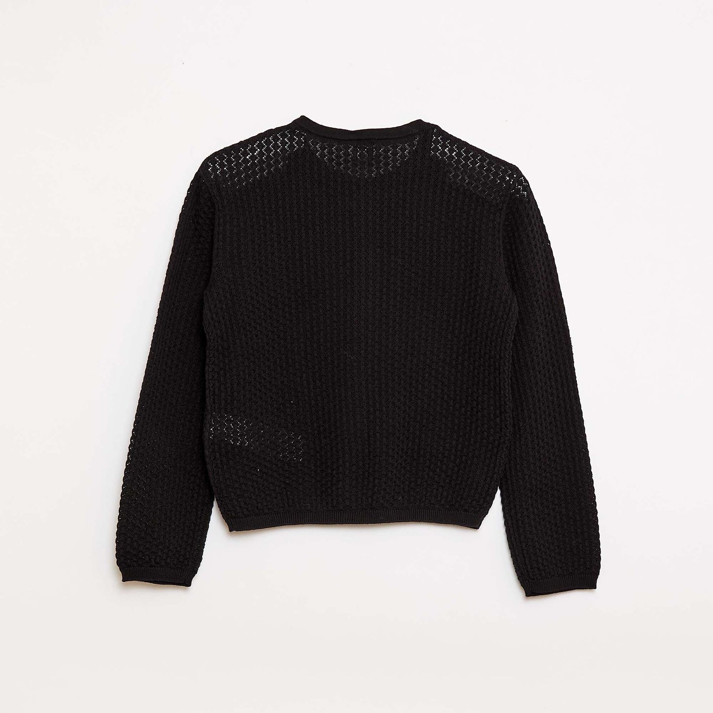 Pull en maille ajourée à col rond NOIR