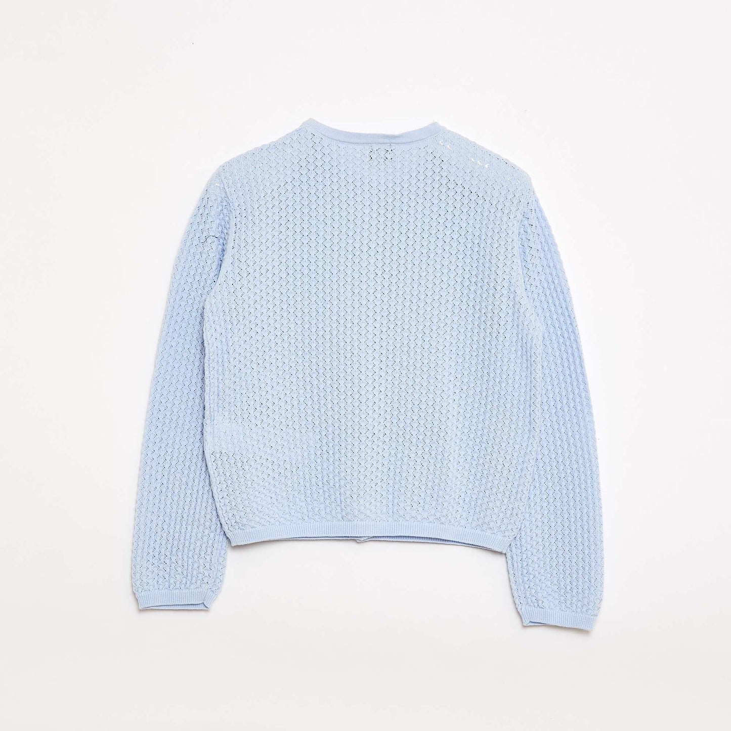 Pull en maille ajourée à col rond BLEU