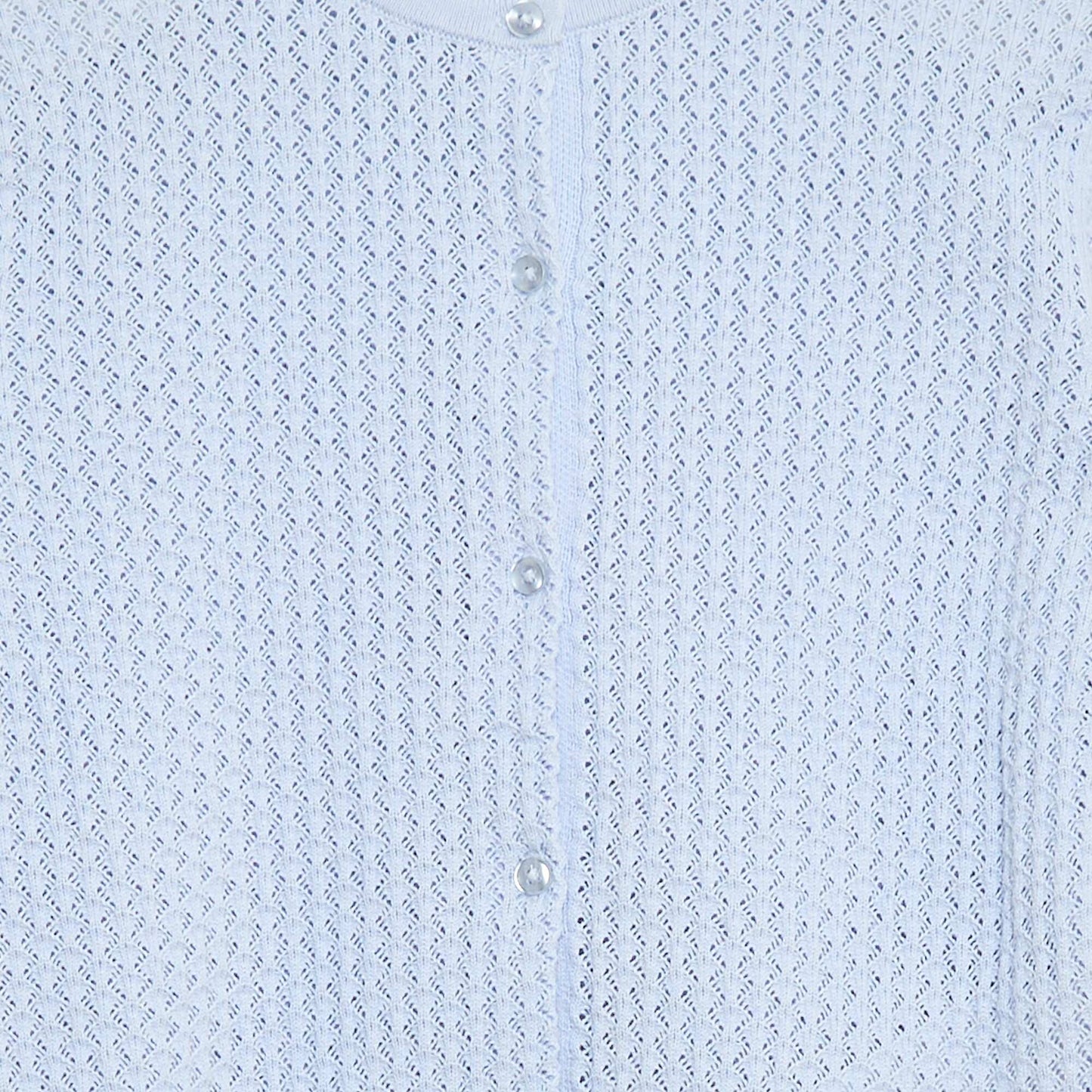 Pull en maille ajourée à col rond BLEU