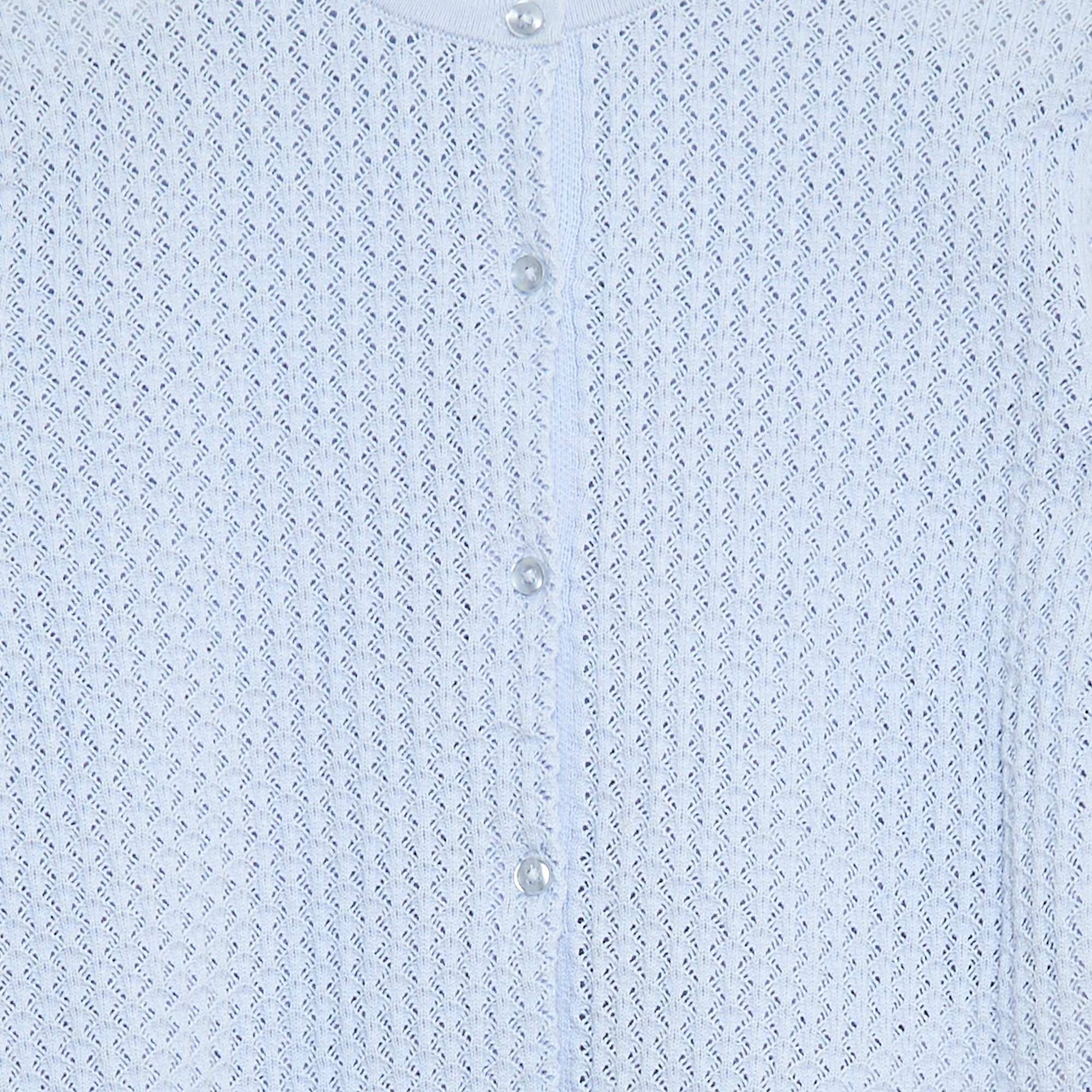 Pull en maille ajourée à col rond BLEU