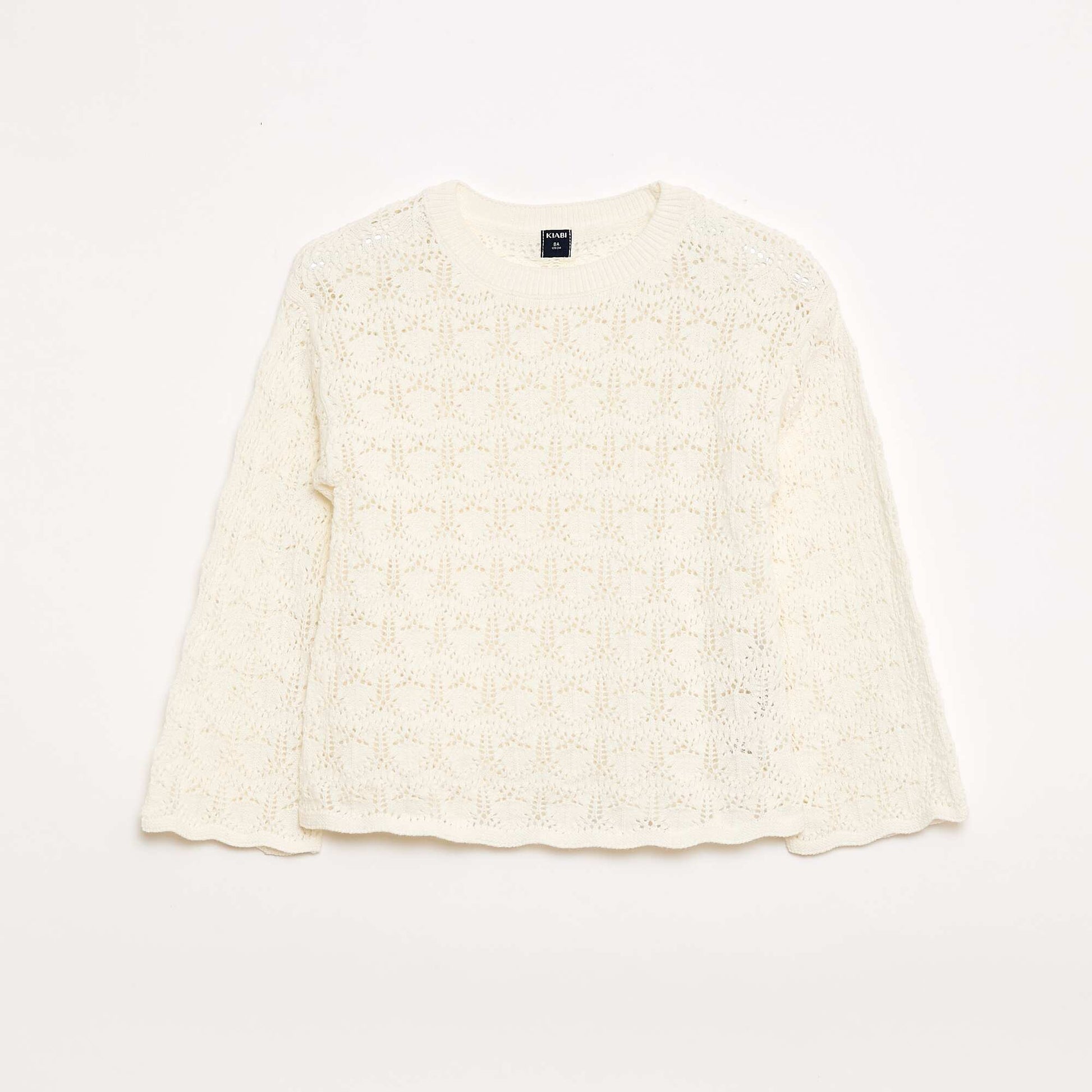 Pull en maille ajourée BLANC