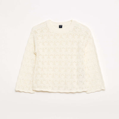 Pull en maille ajourée BLANC