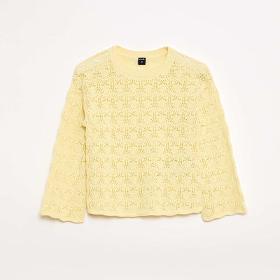 Pull en maille ajourée JAUNE