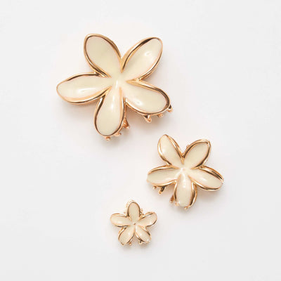 Lot de 3 pinces en fleurs dorées BEIGE