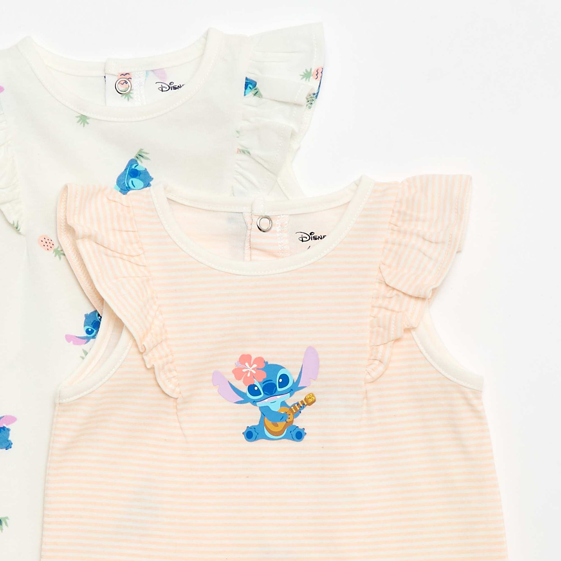 Lot de 2 barboteuses 'Stitch' 'Disney' sans manches BLANC