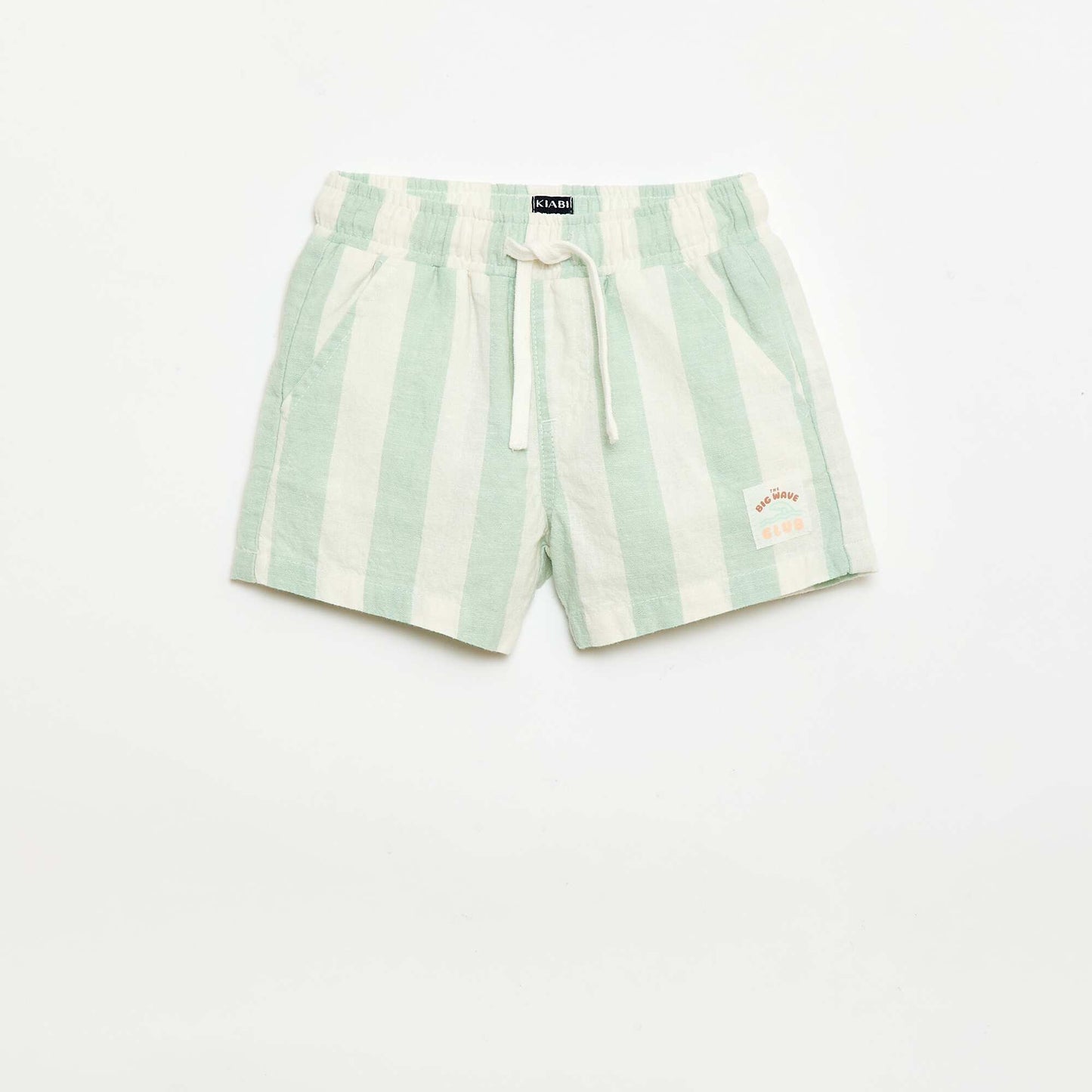 Short en coton et lin VERT