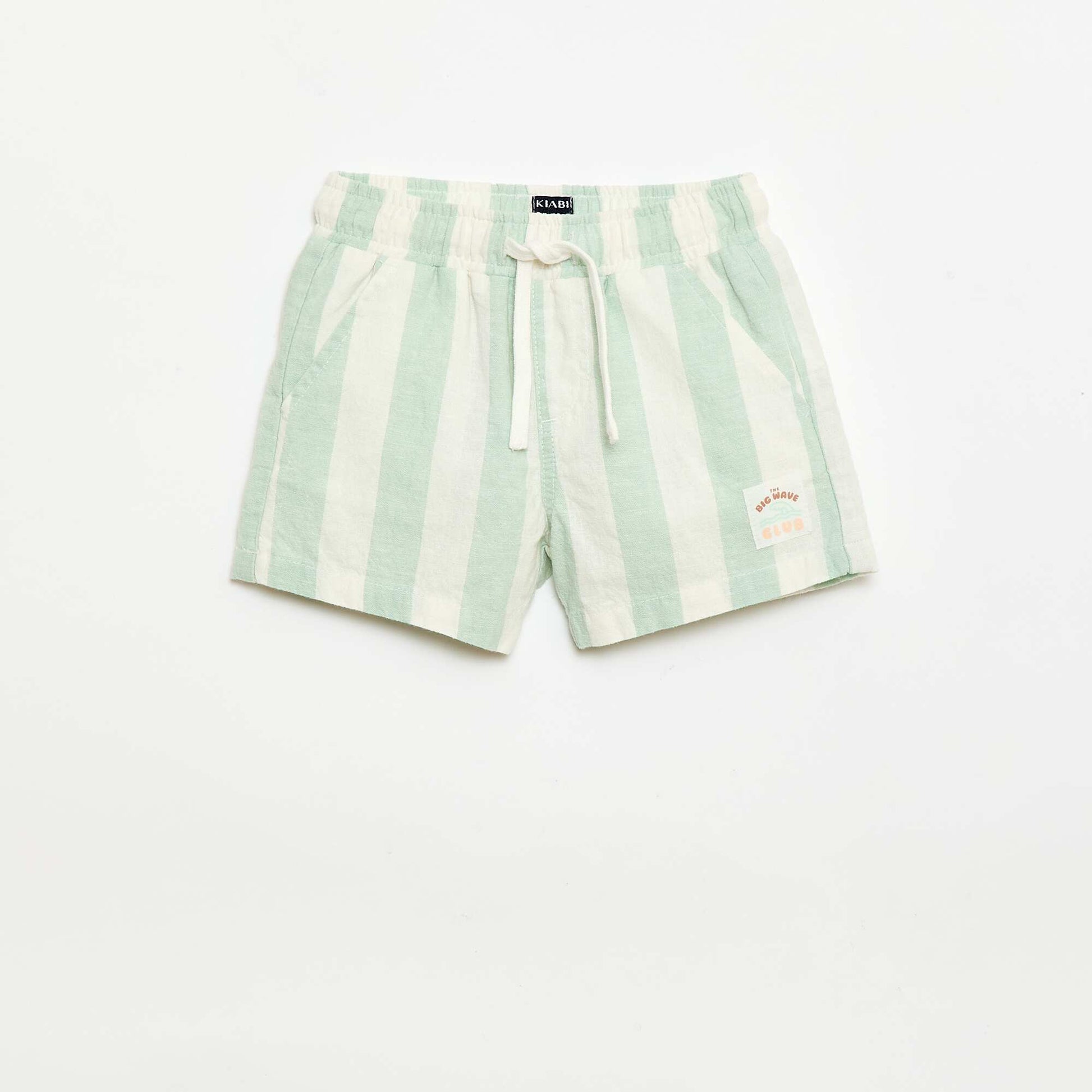 Short en coton et lin VERT