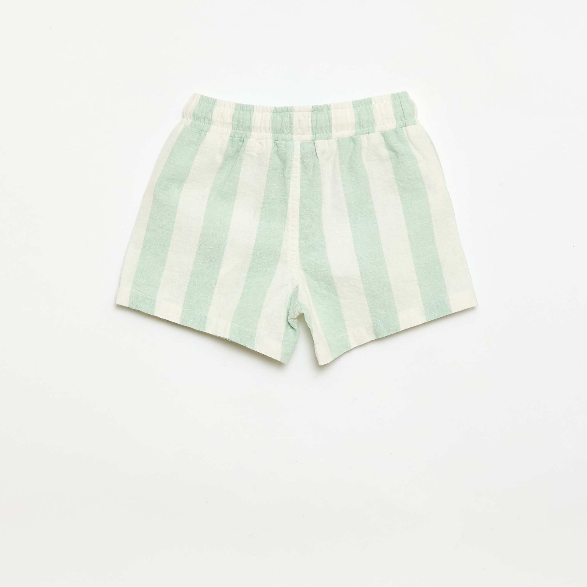 Short en coton et lin VERT