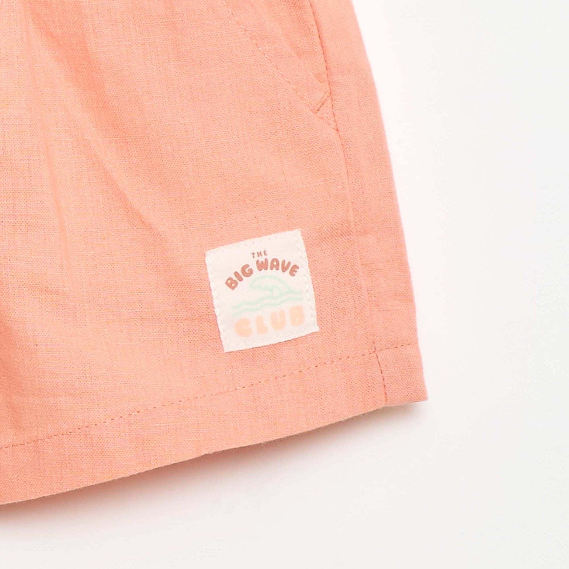 Short en coton et lin ORANGE