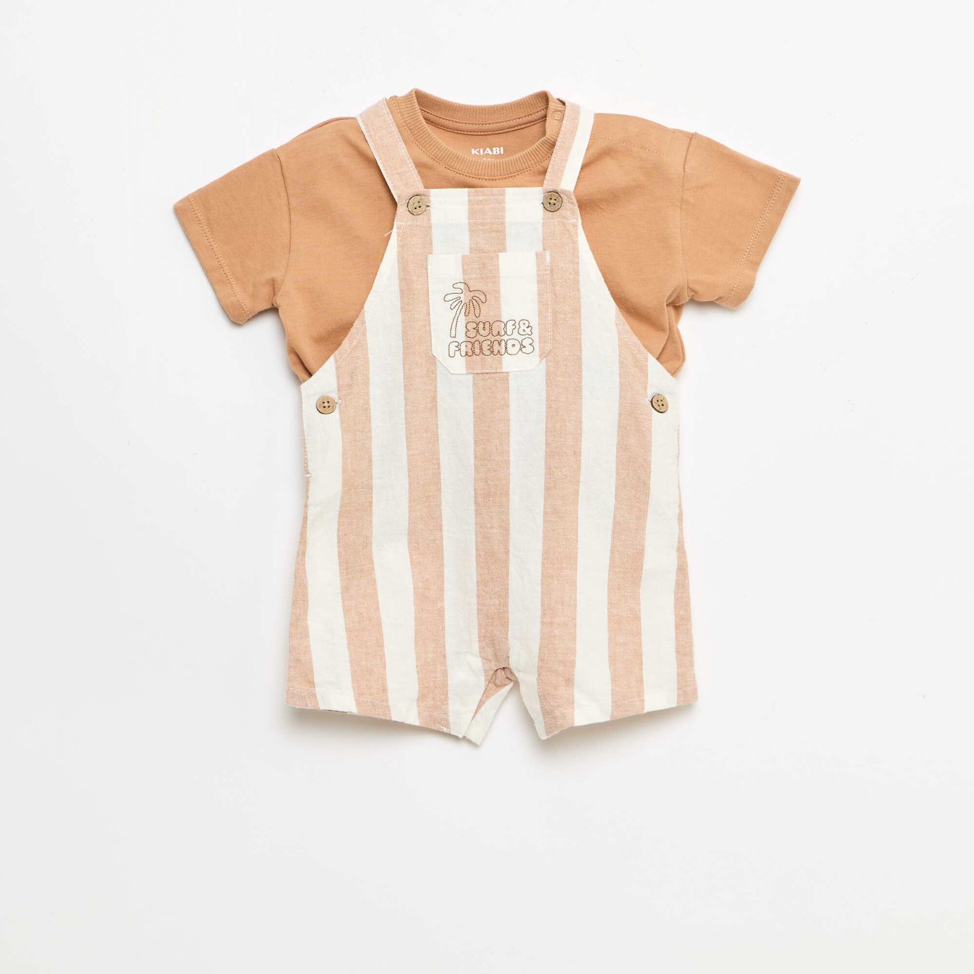Ensemble 2 pièces T-shirt + salopette MARRON
