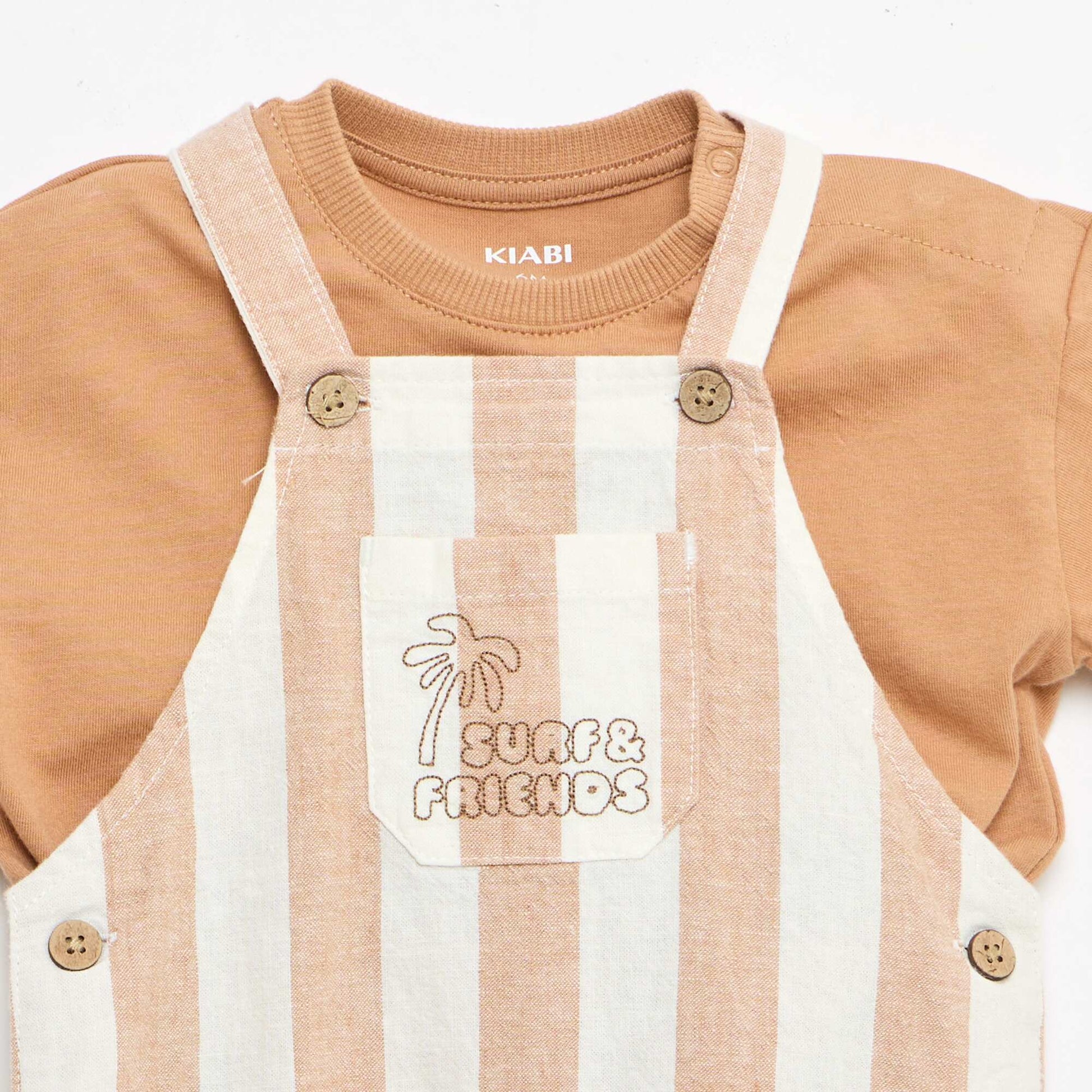Ensemble 2 pièces T-shirt + salopette MARRON