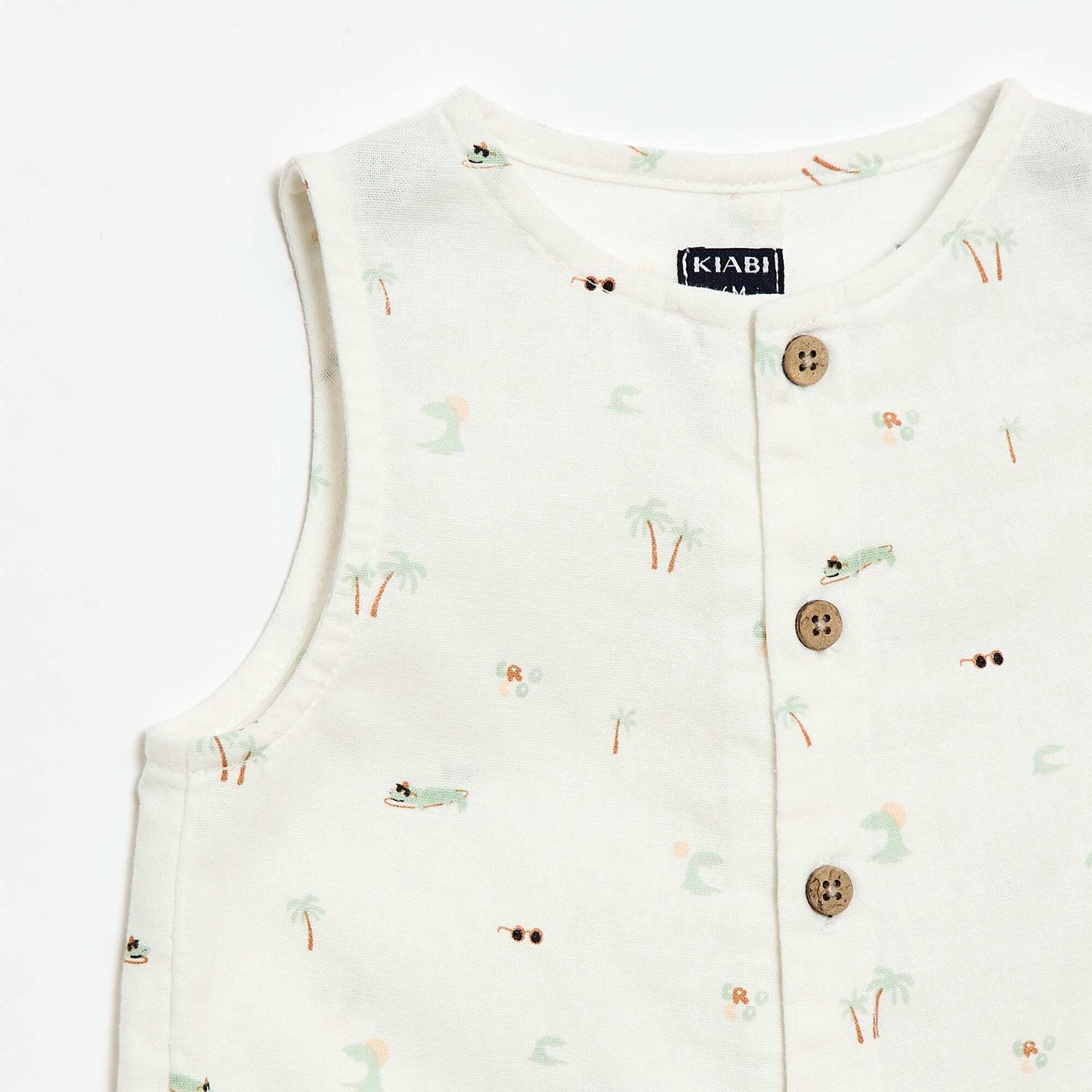 Combinaison short en coton et lin BLANC