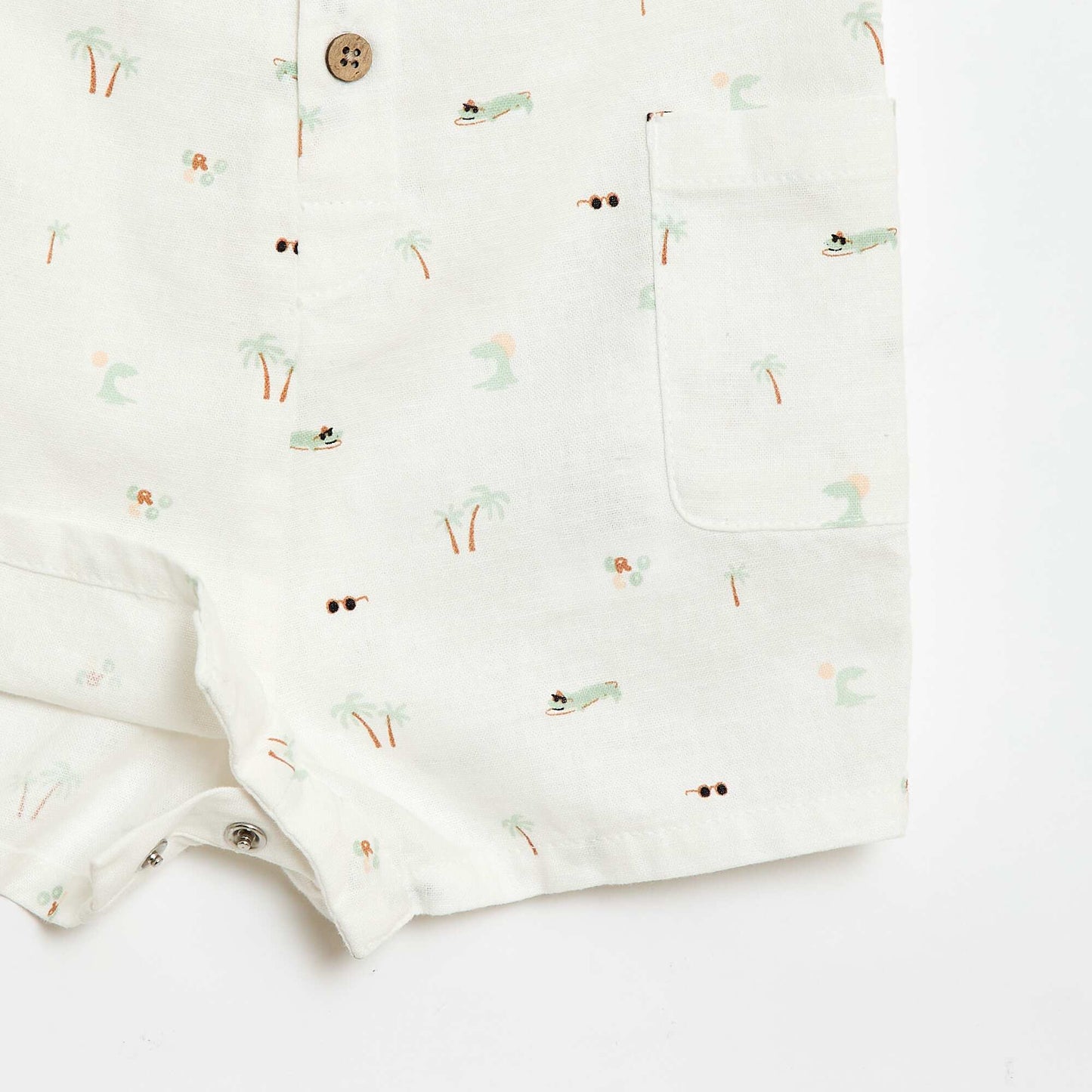 Combinaison short en coton et lin BLANC