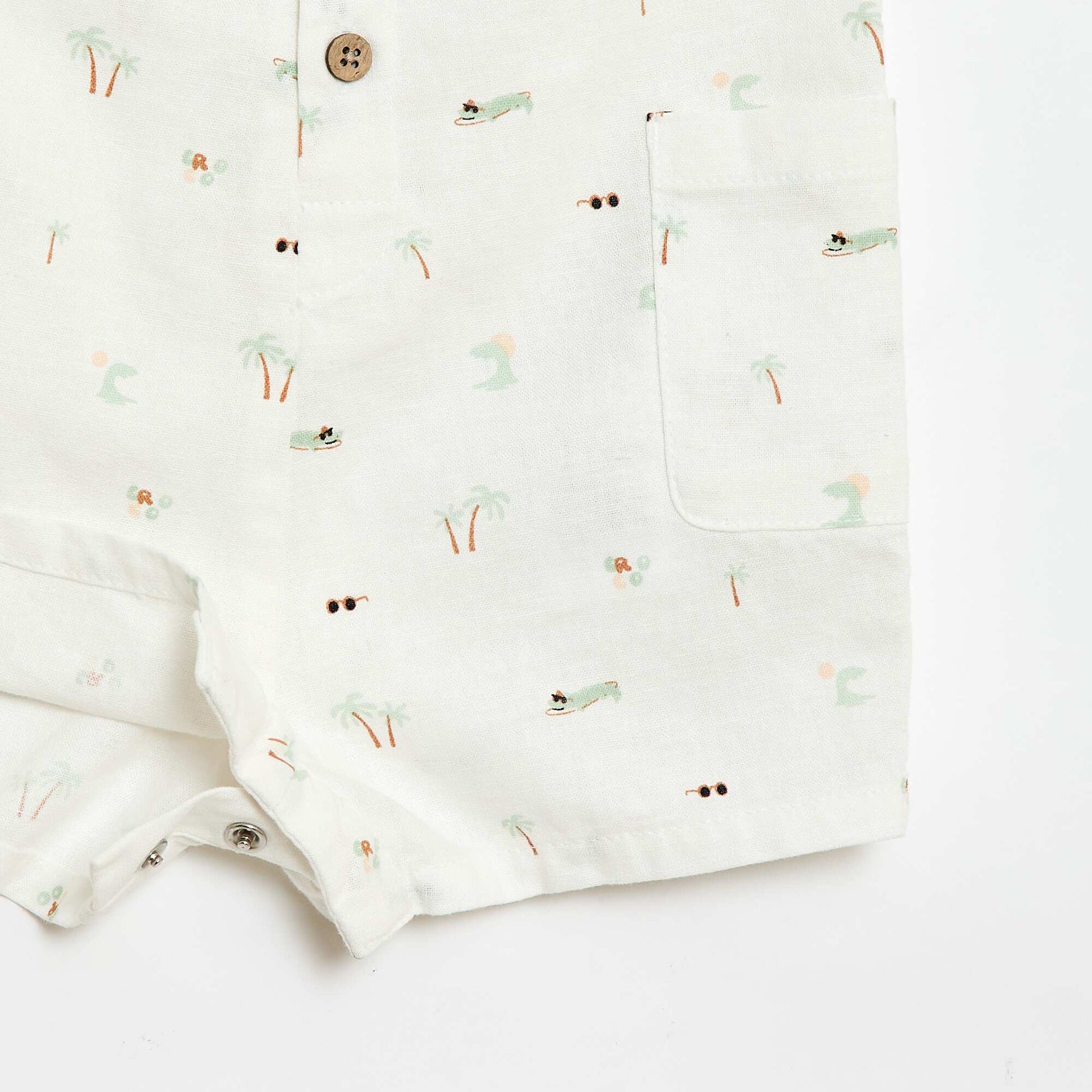 Combinaison short en coton et lin BLANC