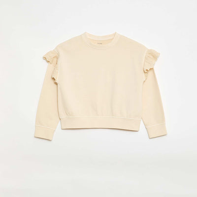 Sweat en molleton avec broderies anglaises BLANC