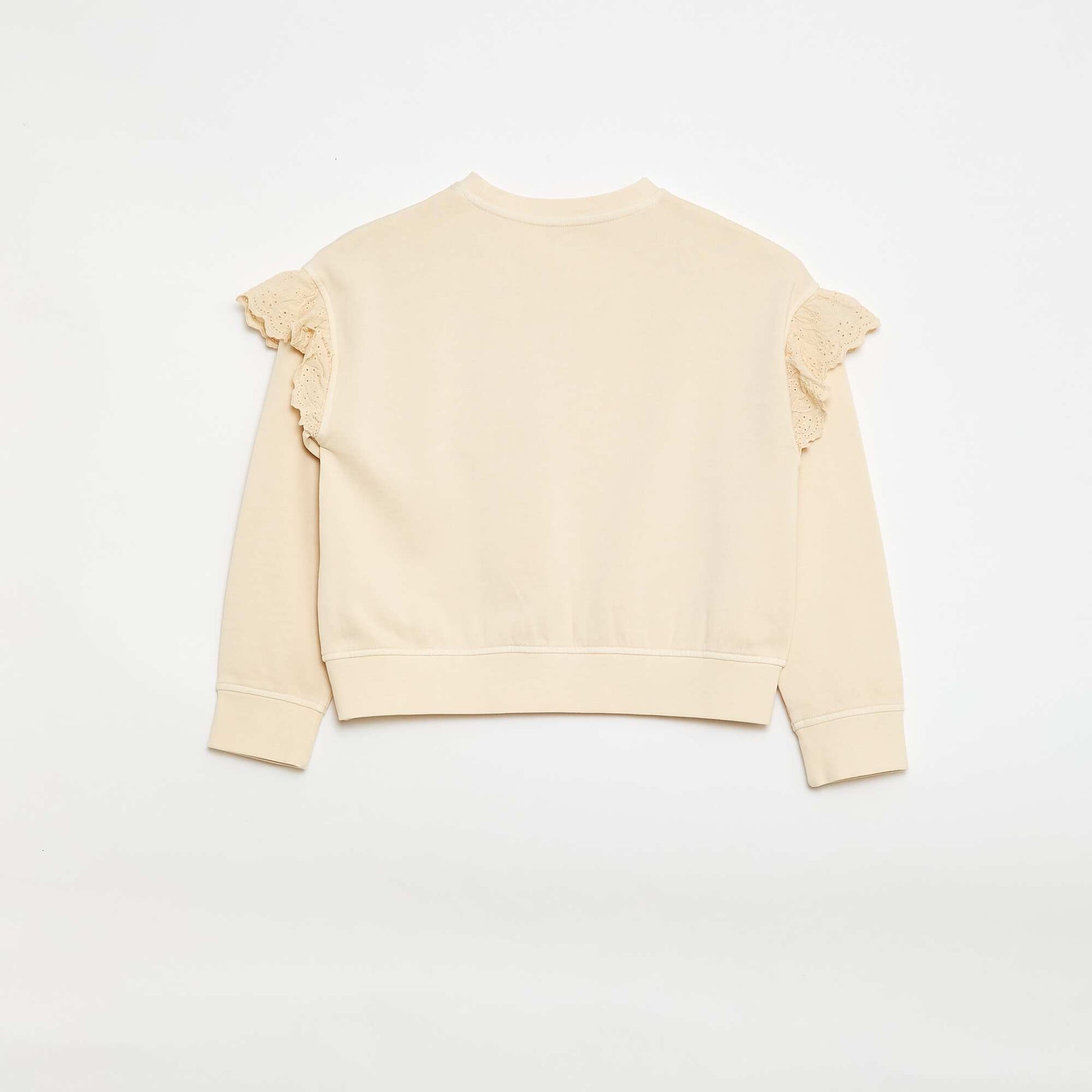 Sweat en molleton avec broderies anglaises BLANC