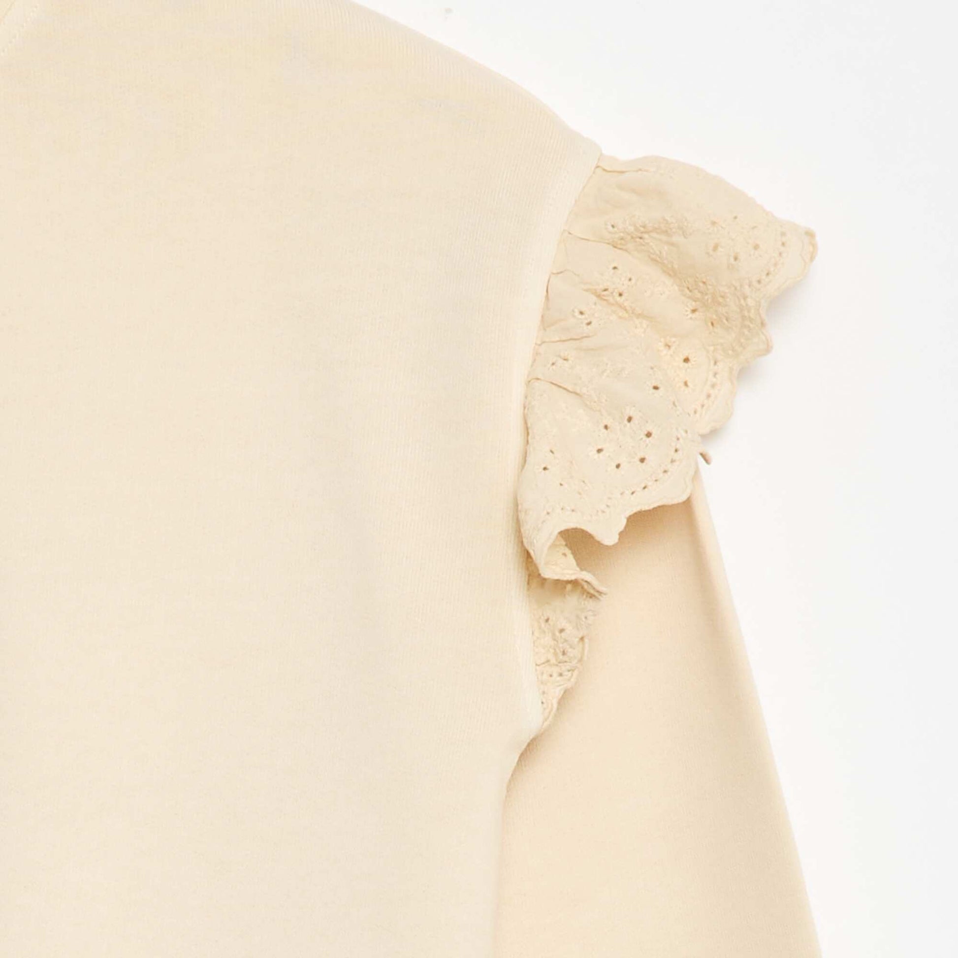 Sweat en molleton avec broderies anglaises BLANC