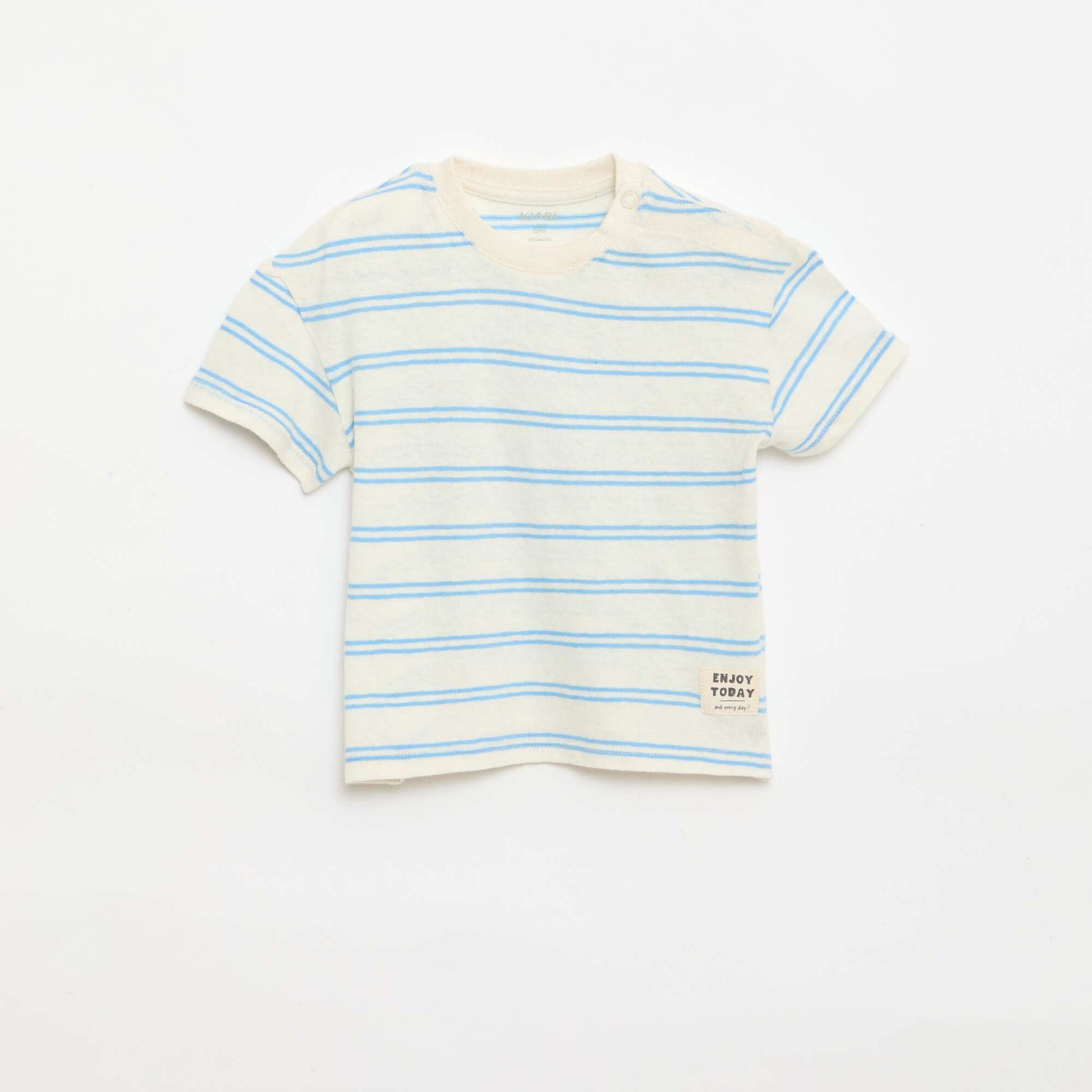 T-shirt rayé en jersey coton et lin BLANC