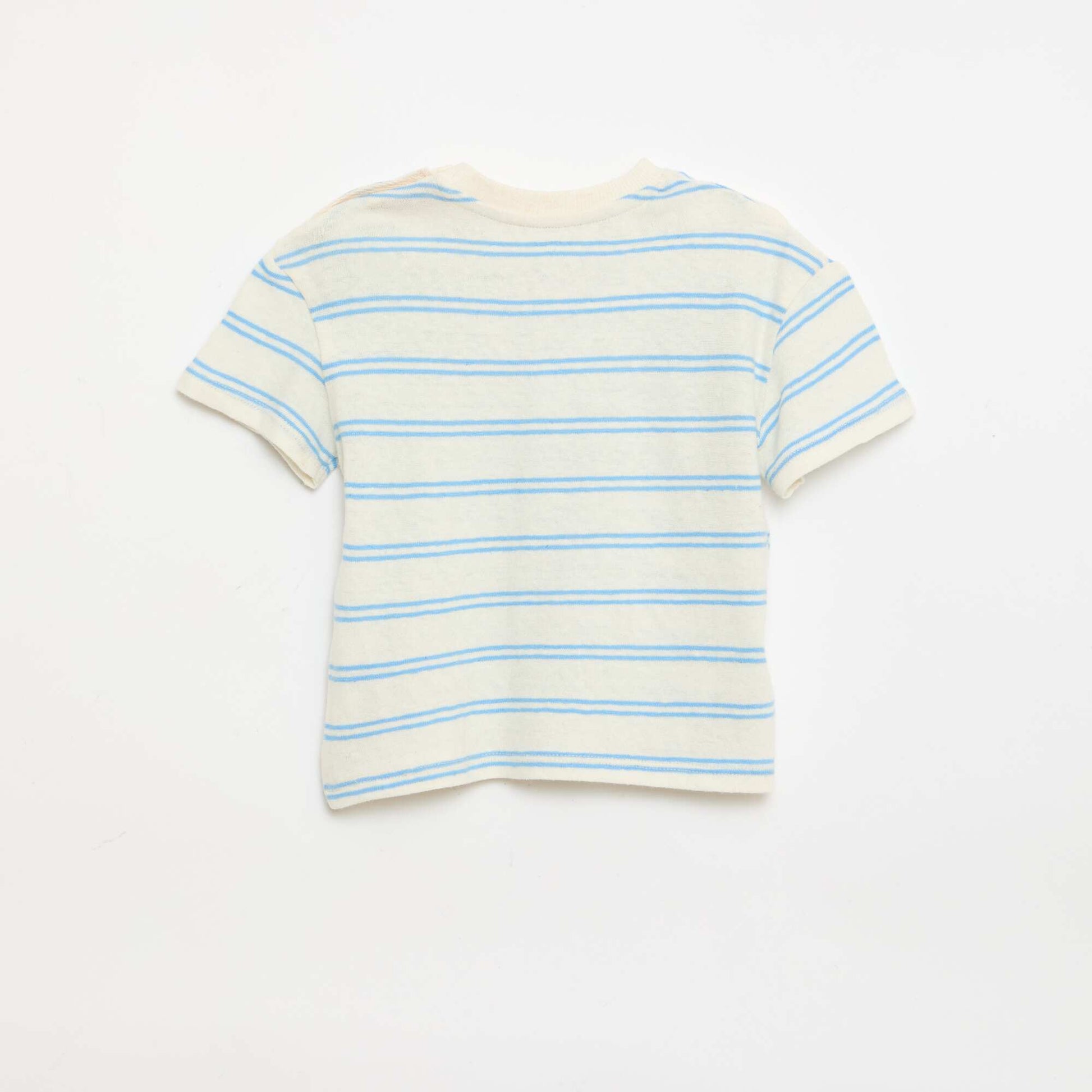 T-shirt rayé en jersey coton et lin BLANC