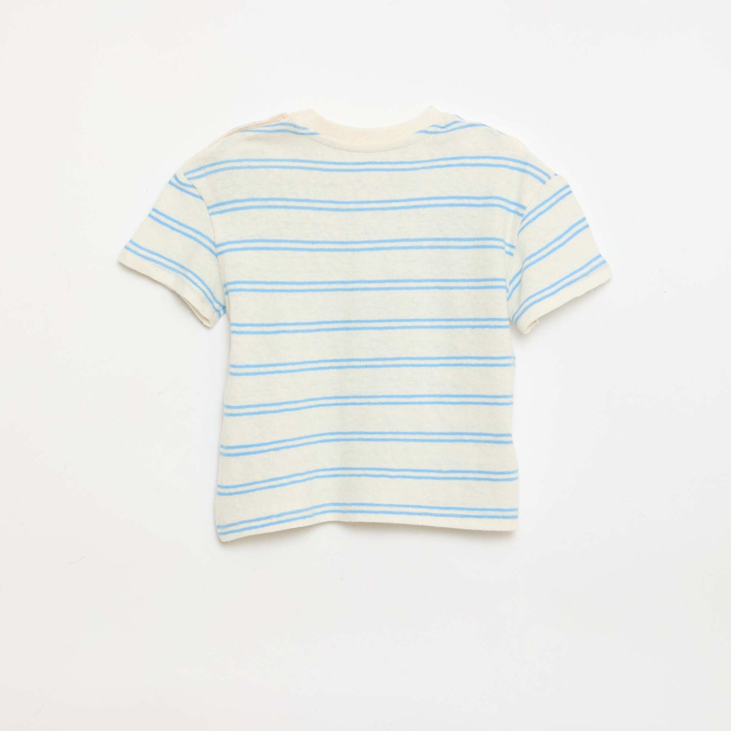 T-shirt rayé en jersey coton et lin BLANC