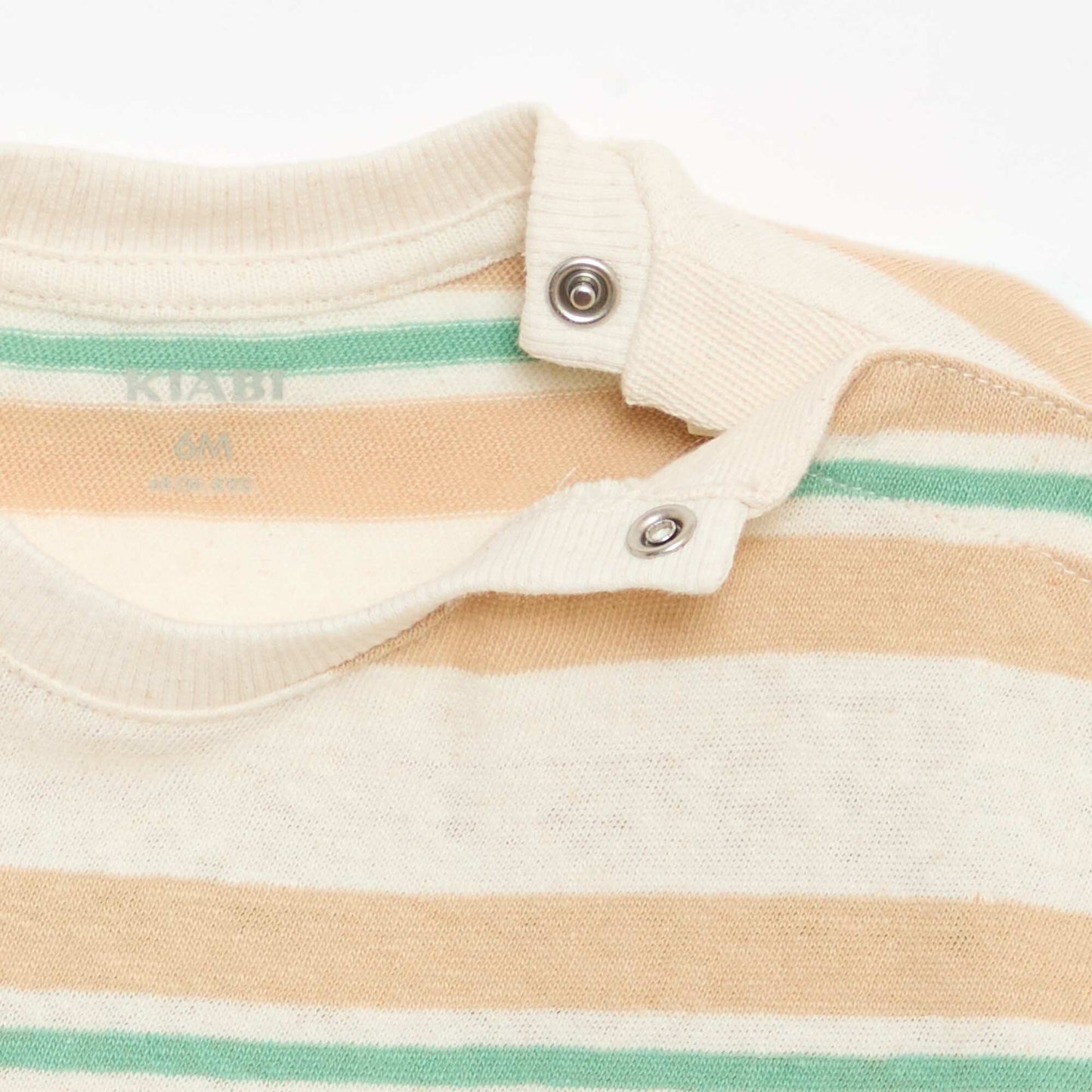 T-shirt rayé en jersey coton et lin BEIGE