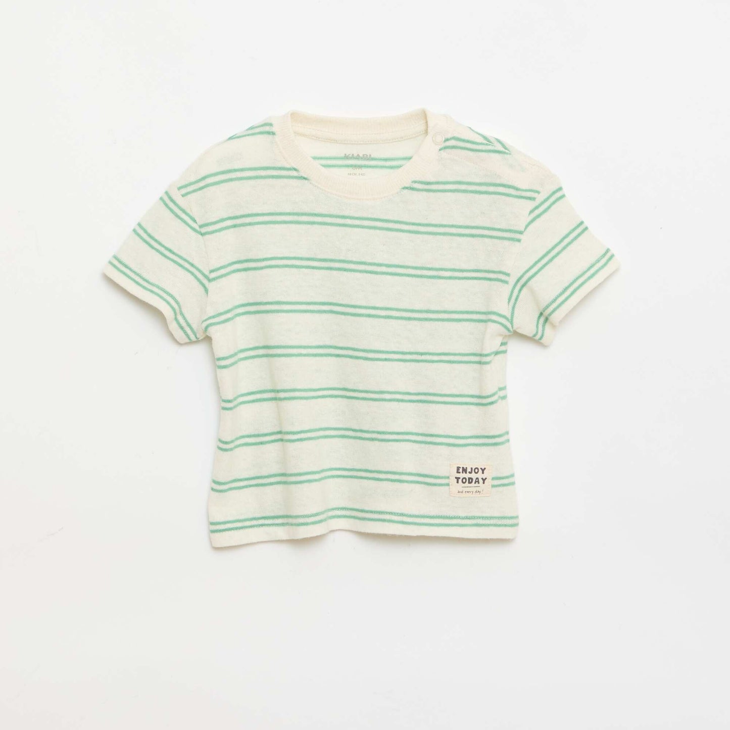 T-shirt rayé en jersey coton et lin BLANC